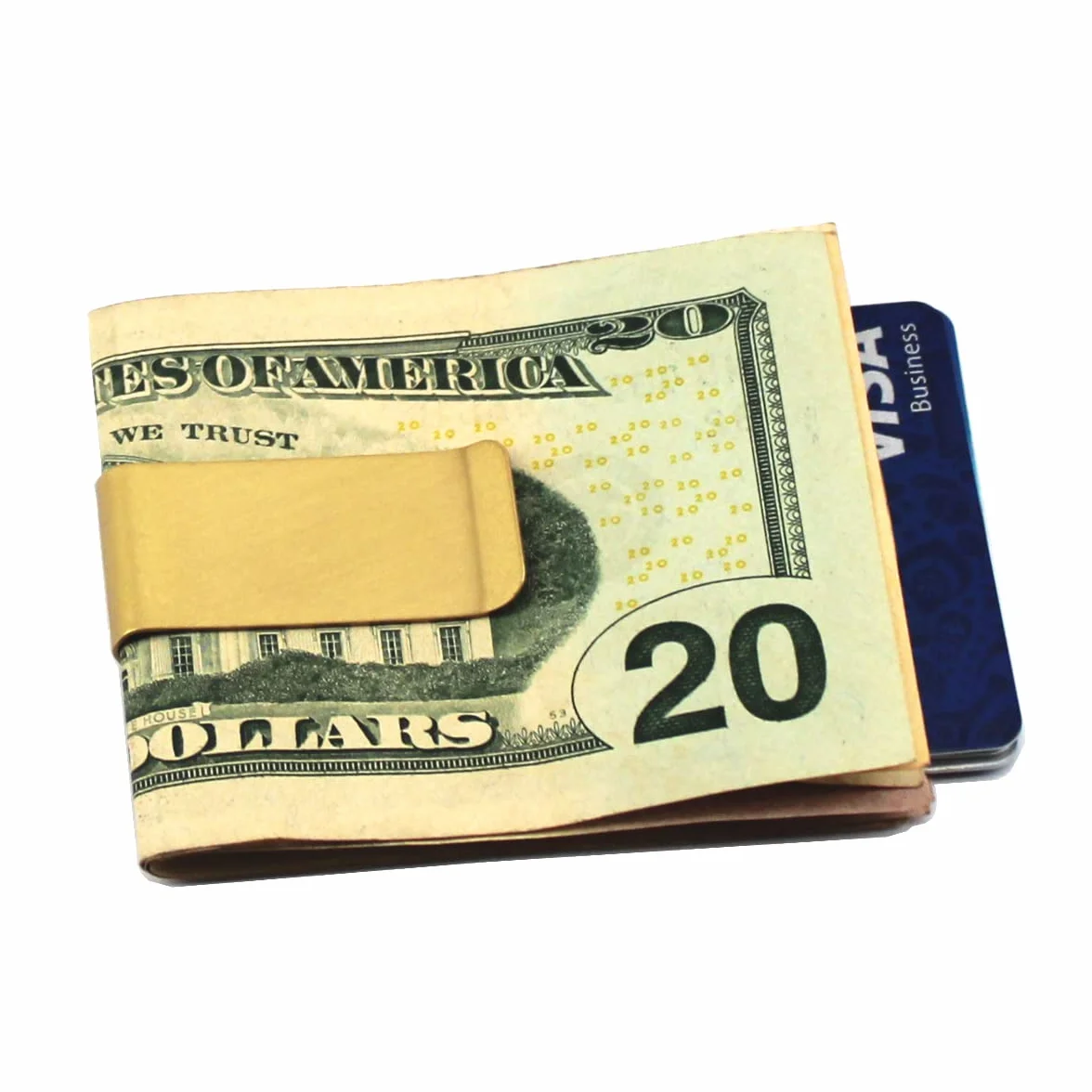 Lot de 2 pinces à billets en métal et laiton doré pour cartes de crédit et billets de banque 52mm 20mm