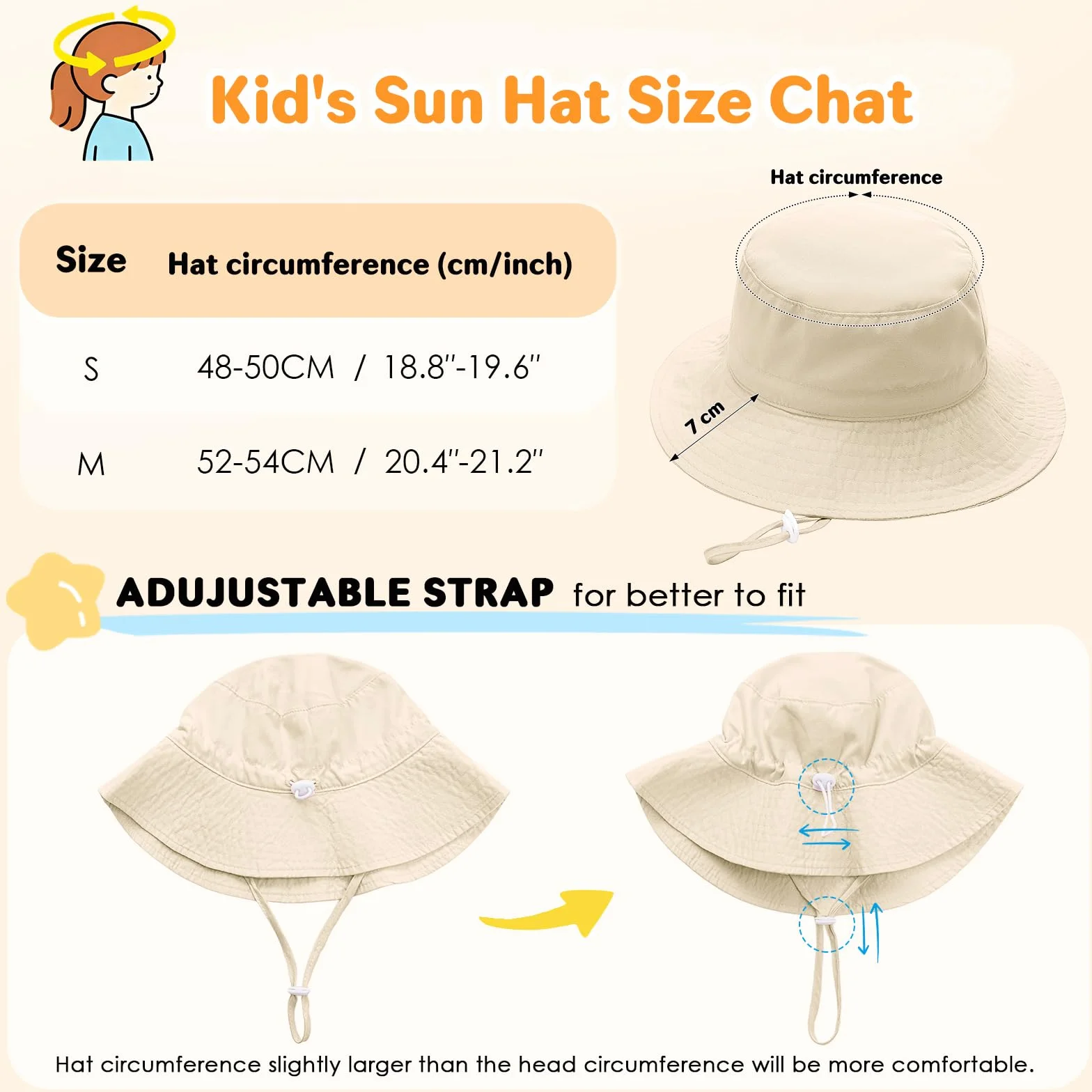 Chapeau Bébé Fille Garçon Anti UV Large Bord Casquette Soleil avec Ficelle Réglable Été