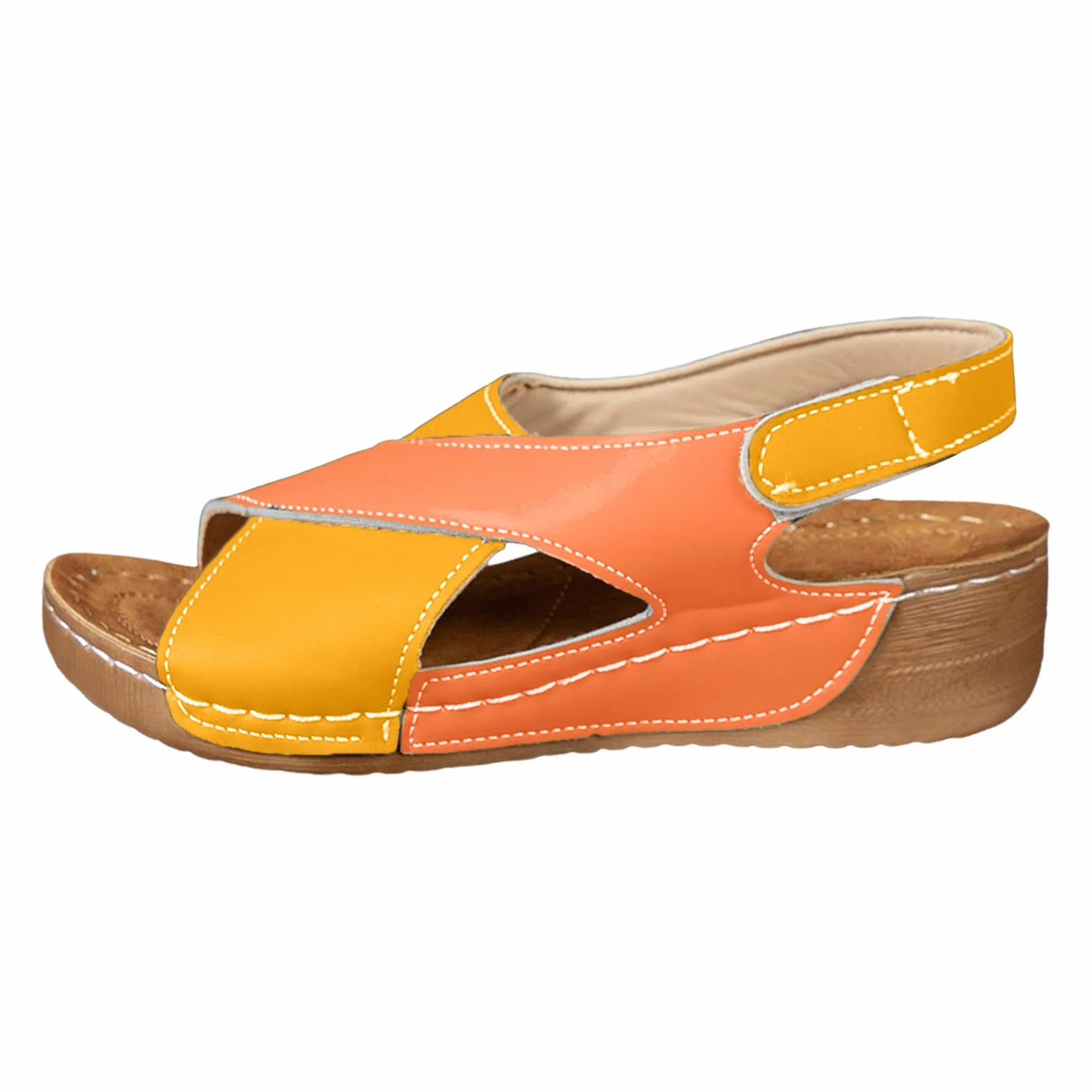 Sandales Compensées à Scratch Antiderapant Femme été Bohême Confort Plage Marche