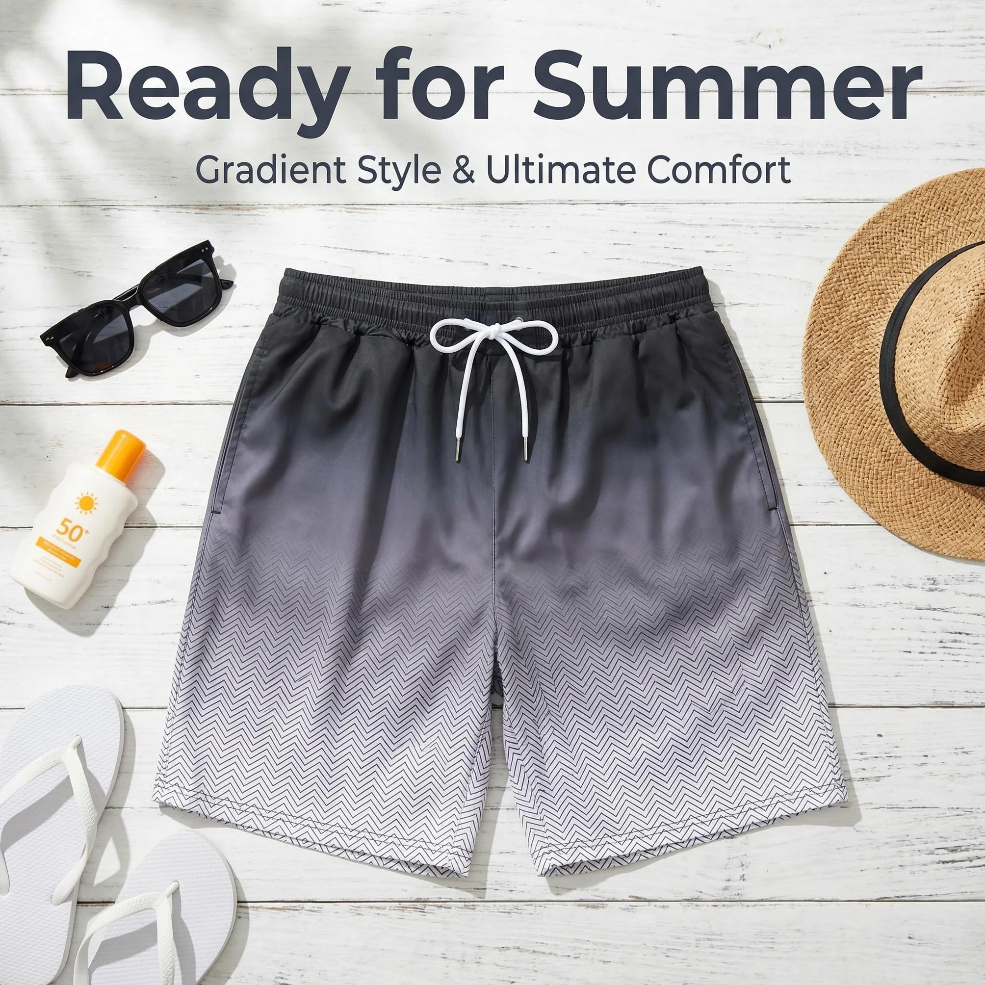 Short de Bain Long Homme 2 en 1 avec Slip intégré Séchage Rapide