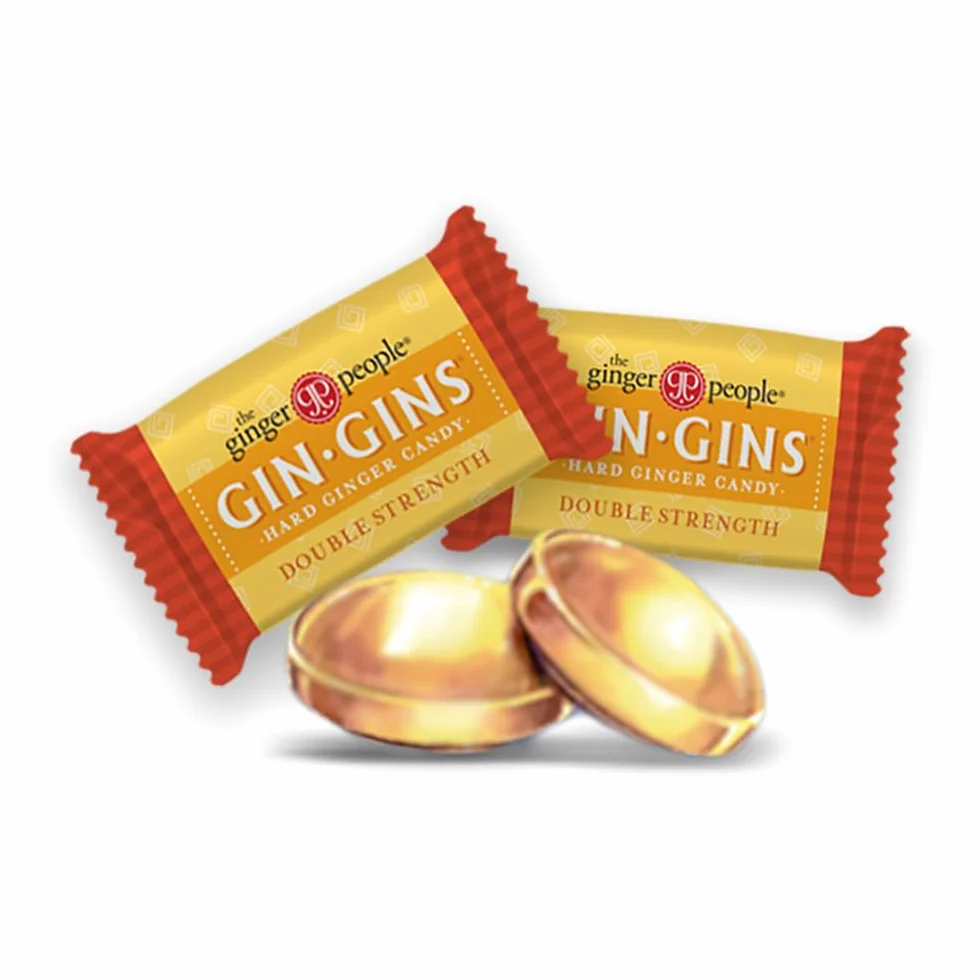 GIN GINS – Bonbons durs au gingembre – Double force – Élaboré avec du vrai gingembre – Emballés individuellement – The Ginger People – Sachet de 453 g