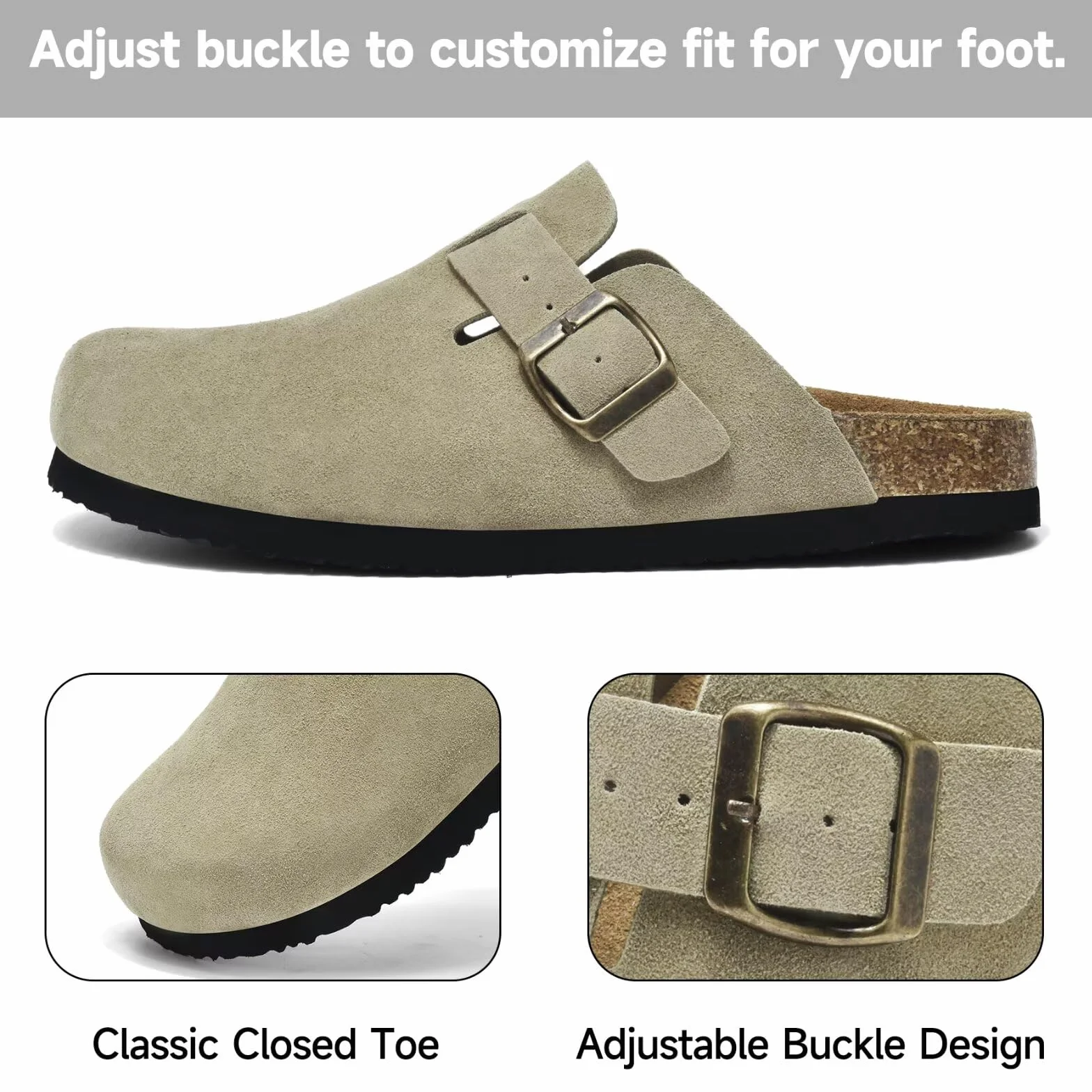 Mules et Sabots Femme Clogs Chaussons Fermé Confortables Talonnière Profonde Boucle Réglable Pantoufles