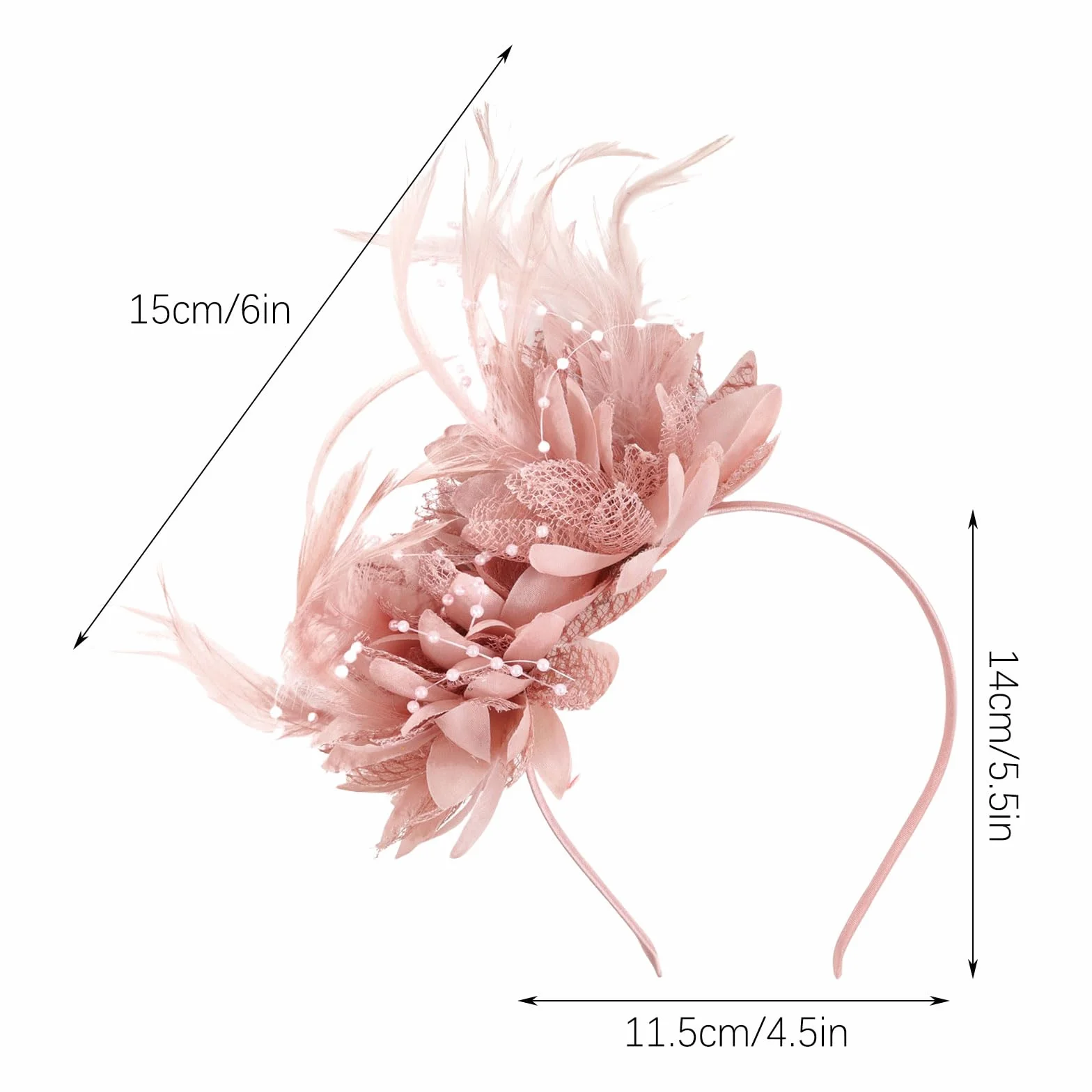 Ladies Fascinator Chapeau mariage Couture tête Plumes Mesh Accessoires cheveux Faux Fleurs Retro élégant vintage