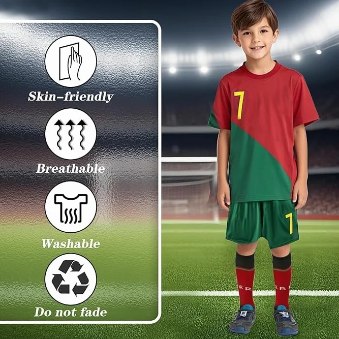 Maillot de Foot Enfant Adulte 2026 Nouveaux Home Away Soccer Jersey Ensemble Football Garçon Homme Vêtements de Football Survetement T-Shirt Short avec Chaussette Set