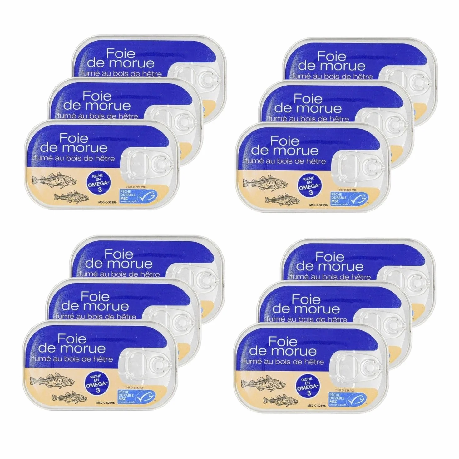 Lot 12x Foie de morue fumé - Boîte 120g