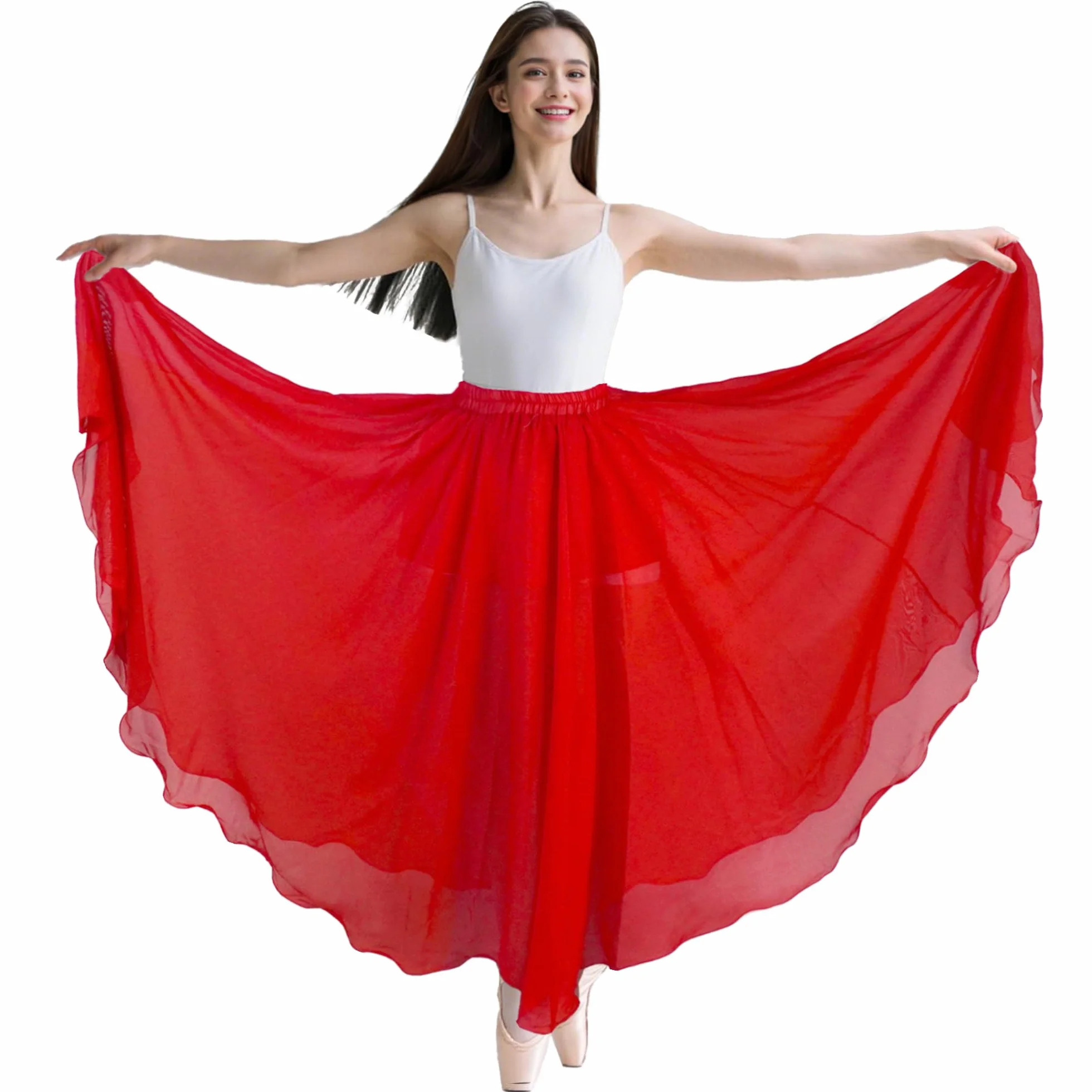 Jupe Danse Orientale en Chiffon pour Femme, Jupe Flamenco Danse du Ventre