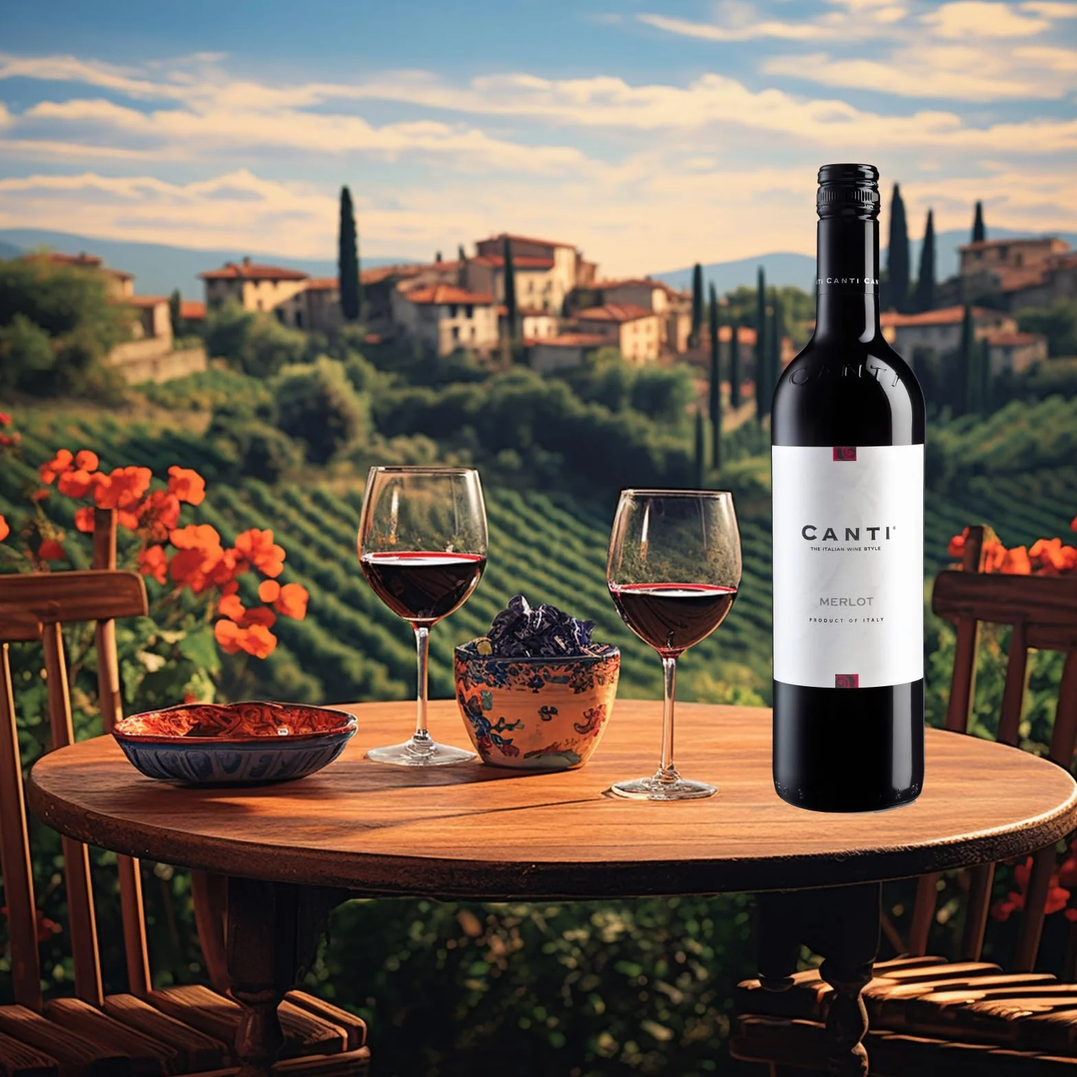 Canti - Merlot Vin Rouge Italien Sec, Saveur Équilibrée avec un Goût Fruité Rond, 6x750 ml