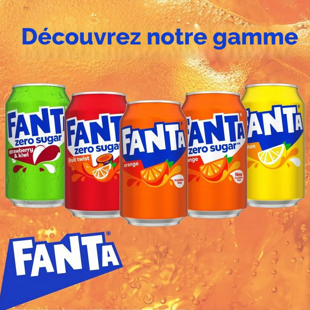 Fanta Boisson orange douce du zéro 330 ml (24 boîtes)