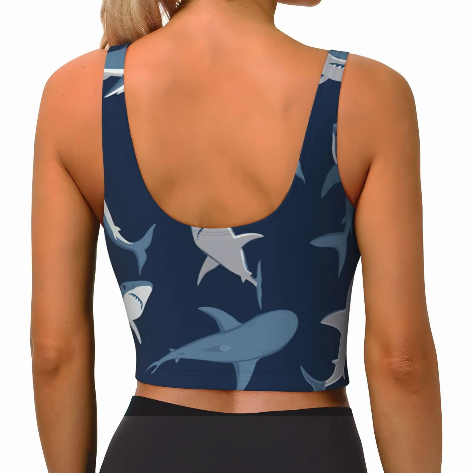 Gilet de sport léger respirant femme imprimé requin bleu