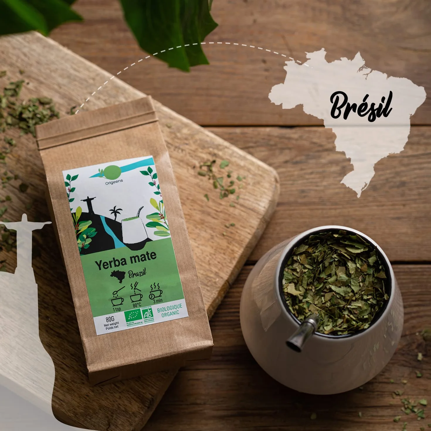 ORIGEENS COFFRET THÉ BIO BOISSONS DU MONDE - Hibiscus, Maté, Thé Chai, Thé vert Genmaicha - Assortiment thé 4x80gr - Coffret thé à offrir