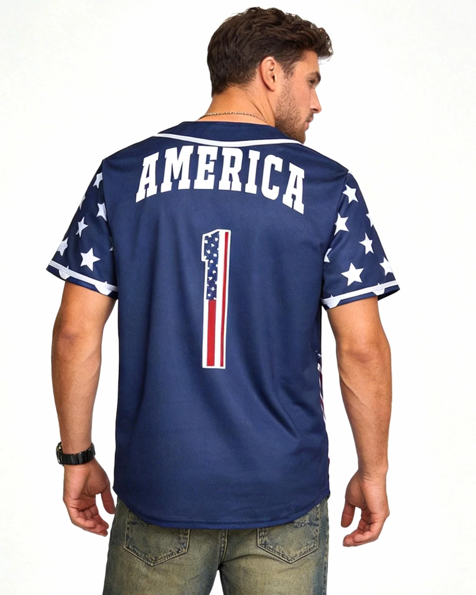 Maillot de baseball USA homme Drapeau américain Statue de la Liberté aigle Amérique Chemise sport