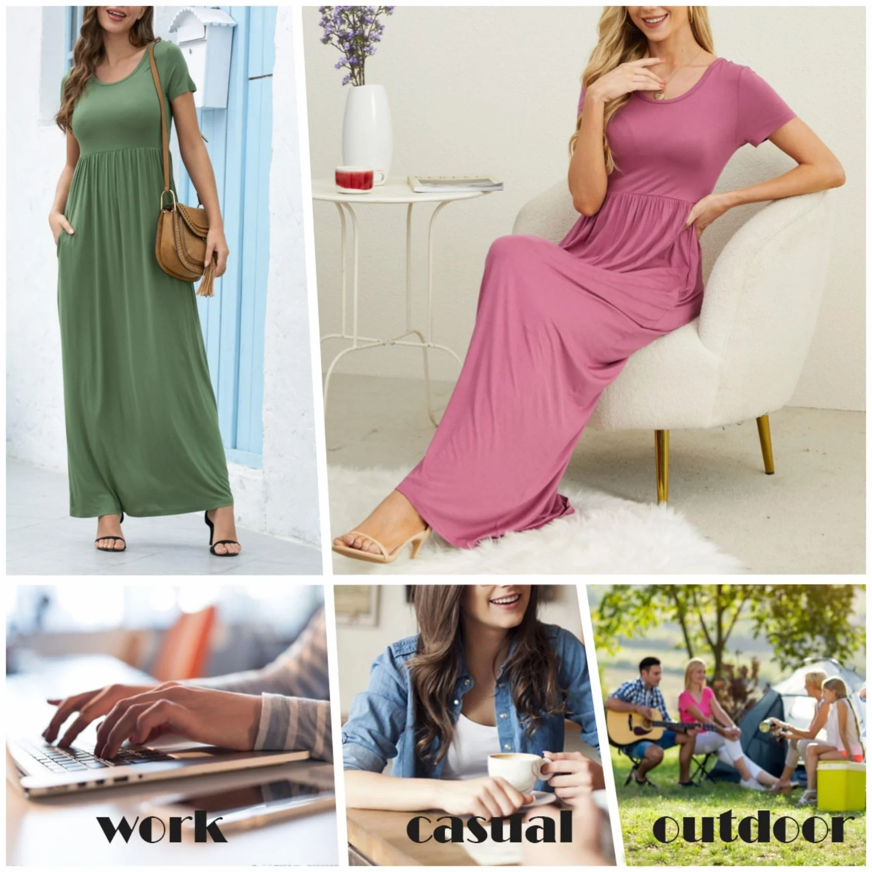 GRECERELLE Vestido Largo Fluido Robe décontractée Femme