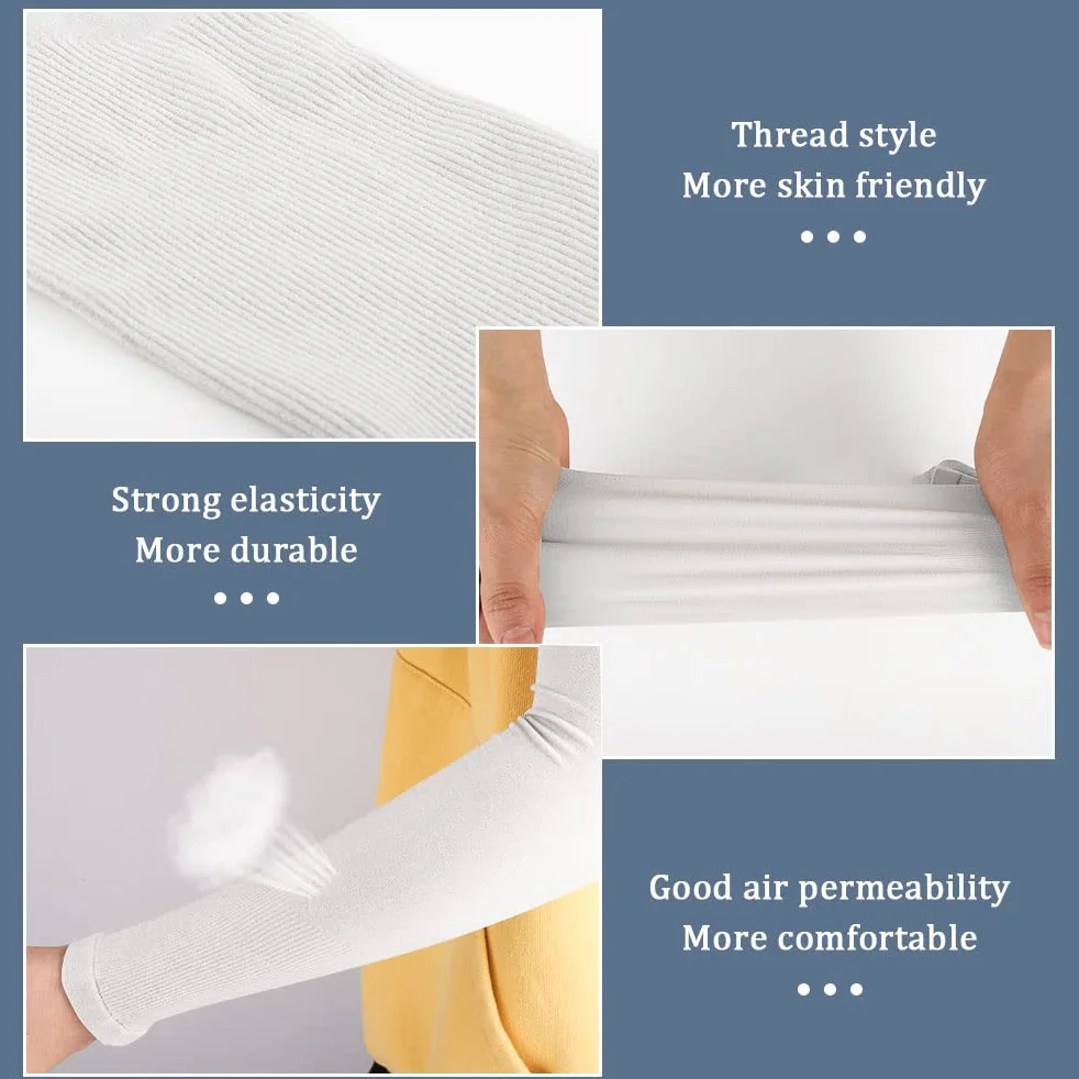 Manchette Bras Homme Unisexe Soie Glacé Manche Protection Solaire Élastique Respirant pour Activité en Dehors