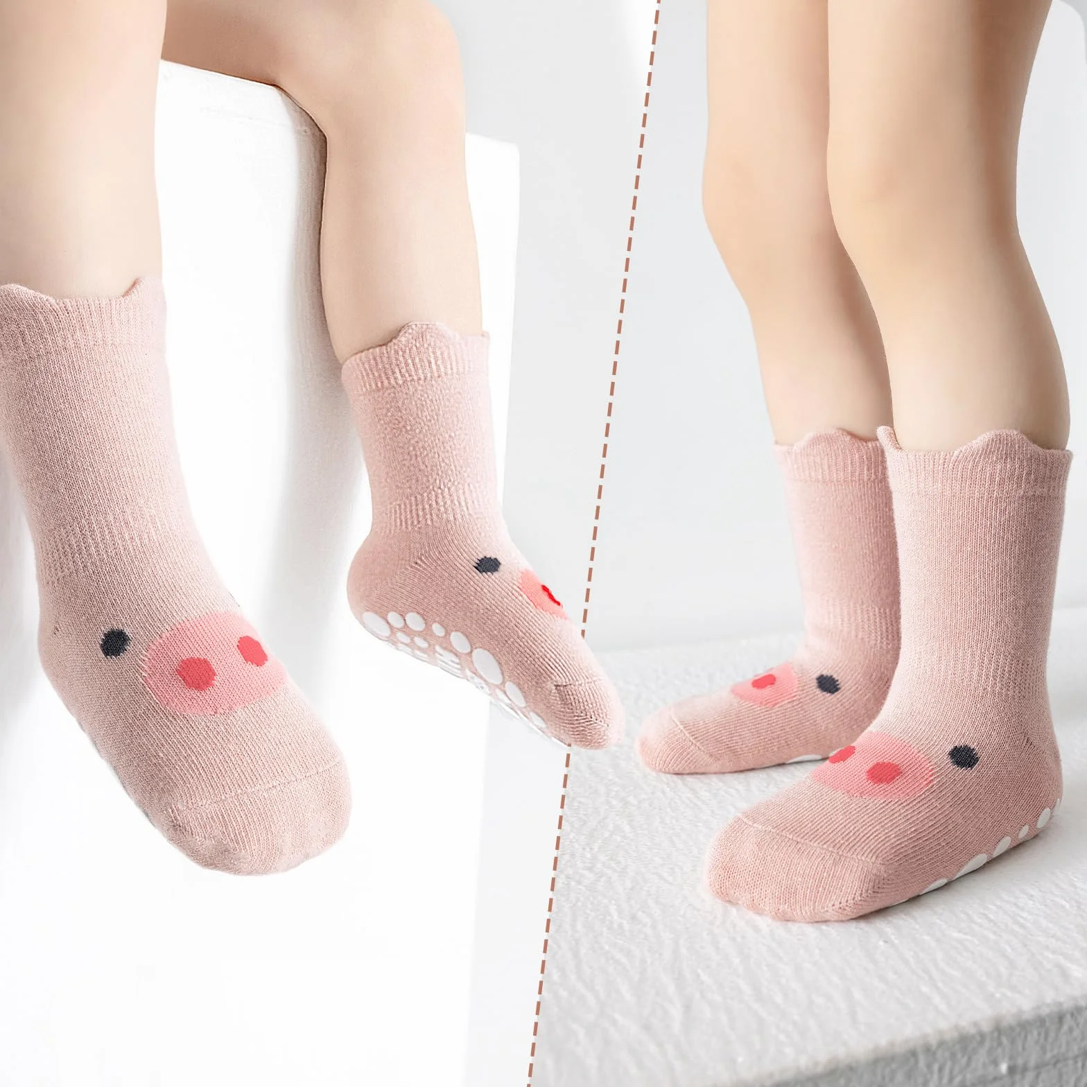 Chaussettes bébé coton 5 paires antidérapantes ABS respirantes animaux licornes