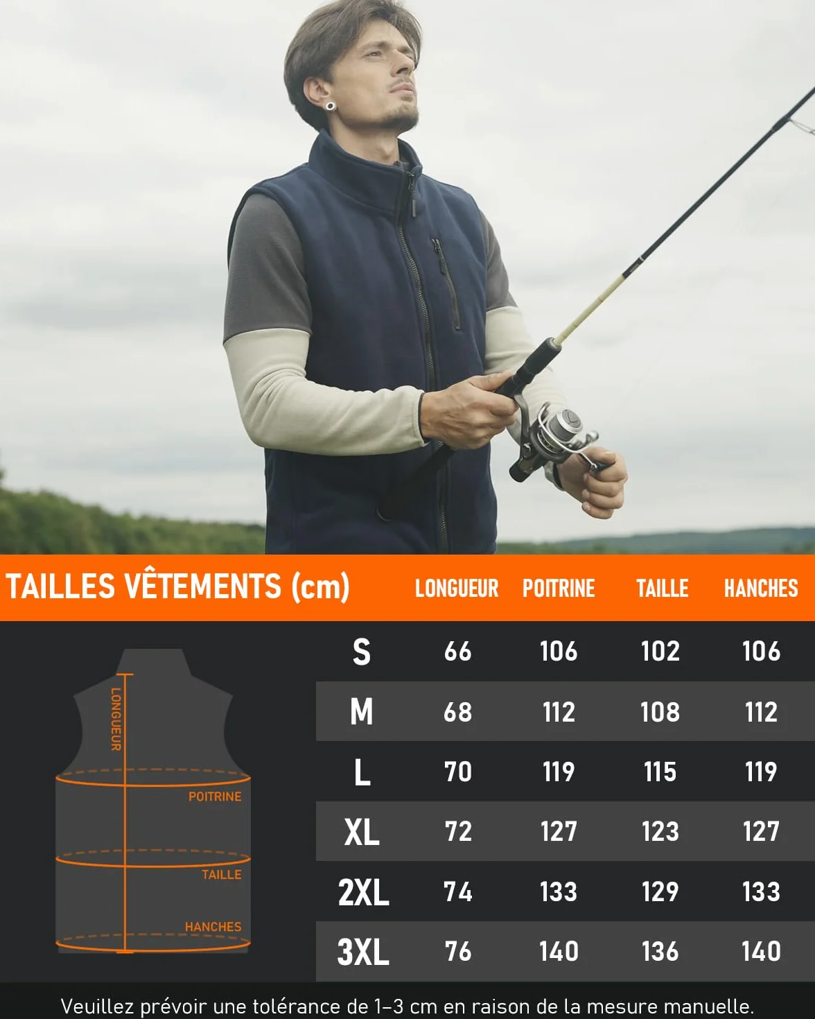Gilet Chauffant Homme avec Batterie, Veste Chauffante Sans Manche, 6 Zones de Chaleur Hiver