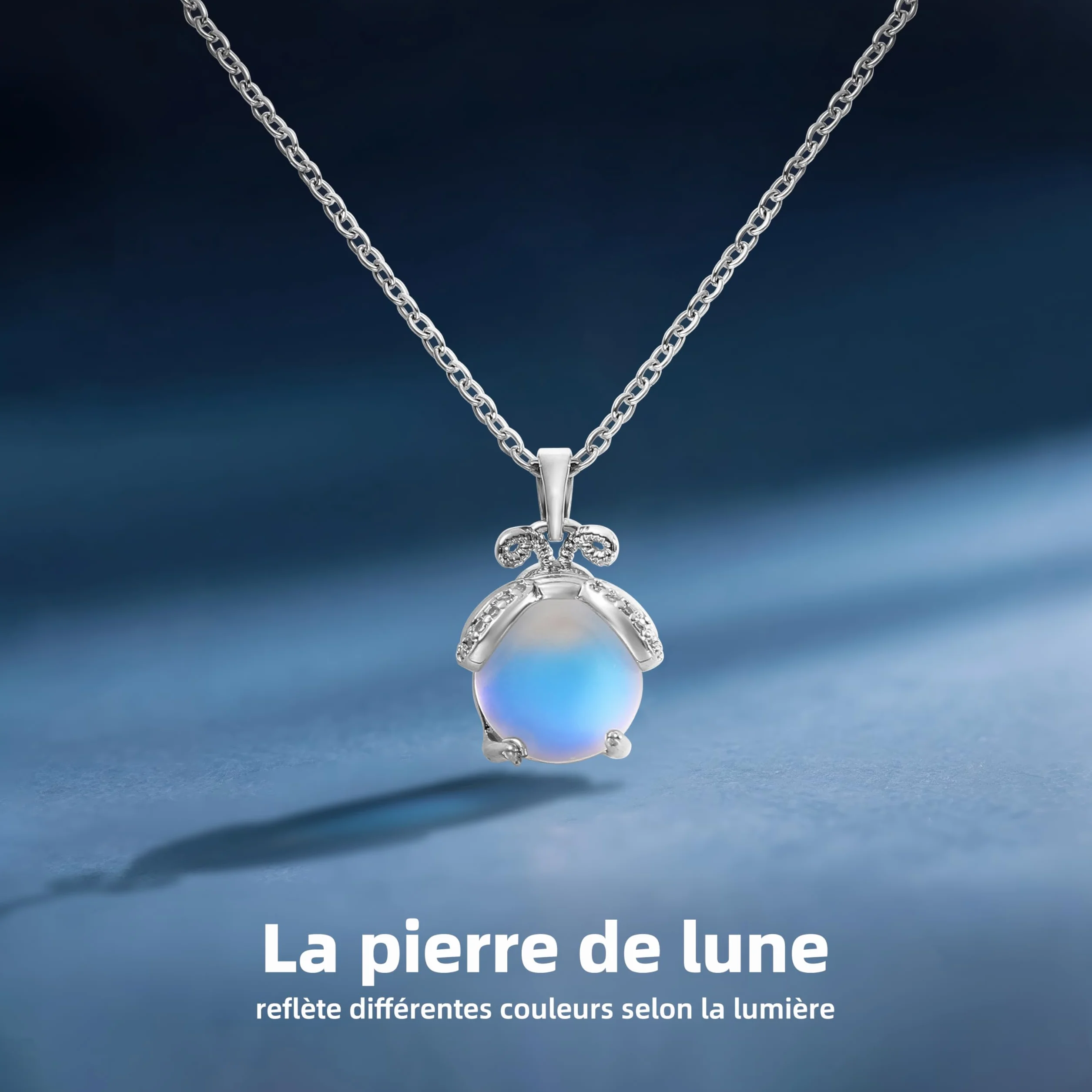 Merclix Collier Femme Pierre De Lune Cadeau Original Anniversaire Noel Fête Des Mères
