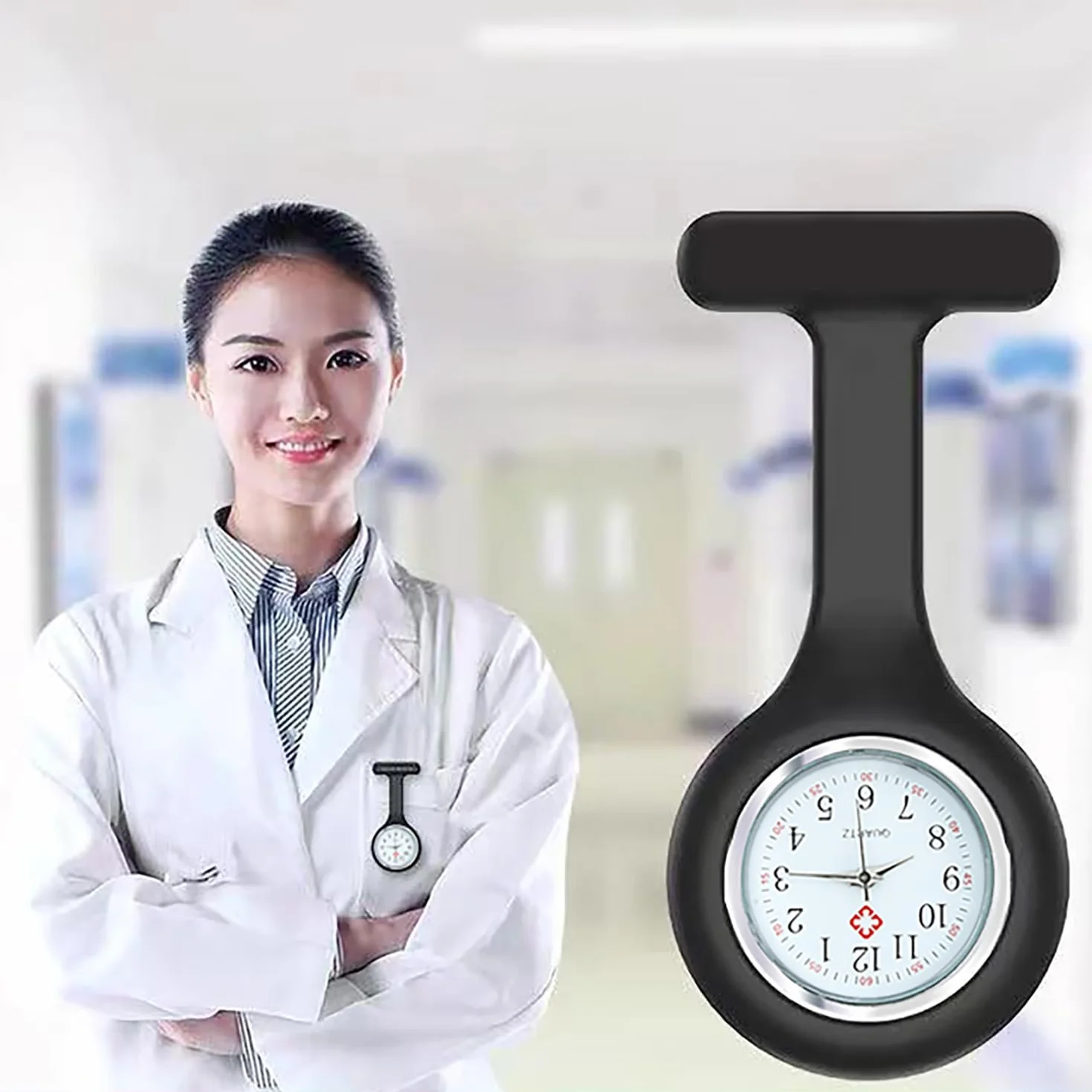 Montre à Gousset d'Infirmière en Silicone avec Broche, Cadeau pour Infirmières et Médecins