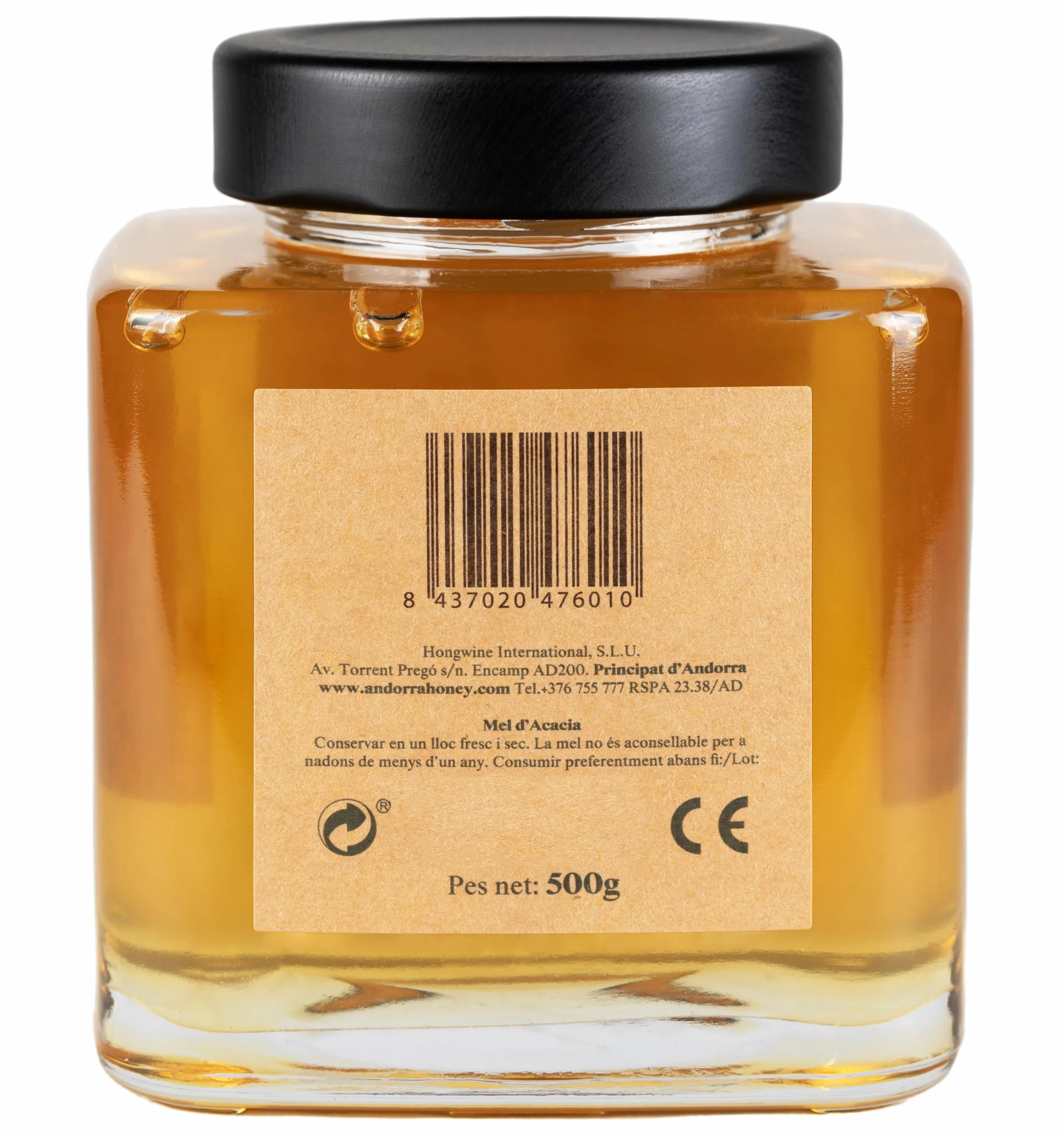 Le Souffle d'Adore Sélection - Miel d'Acacia 500g - Miel Naturel Pur en Pot de Verre - Sans Sucre Ajouté - Sans Additifs - Texture Liquide - Goût Doux - Primé