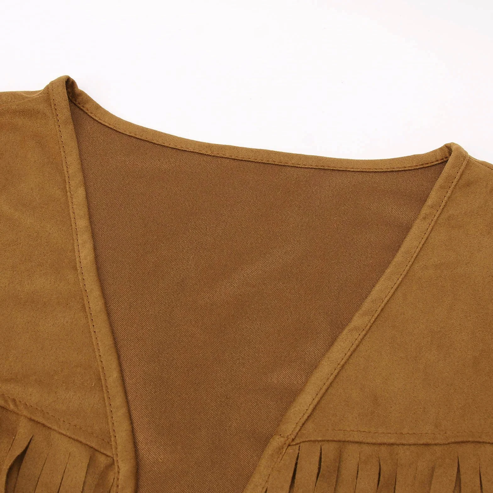 Gilet de cowboy sans manches en daim pour homme - Gilet à franges rétro bohème hippie - Costume de carnaval