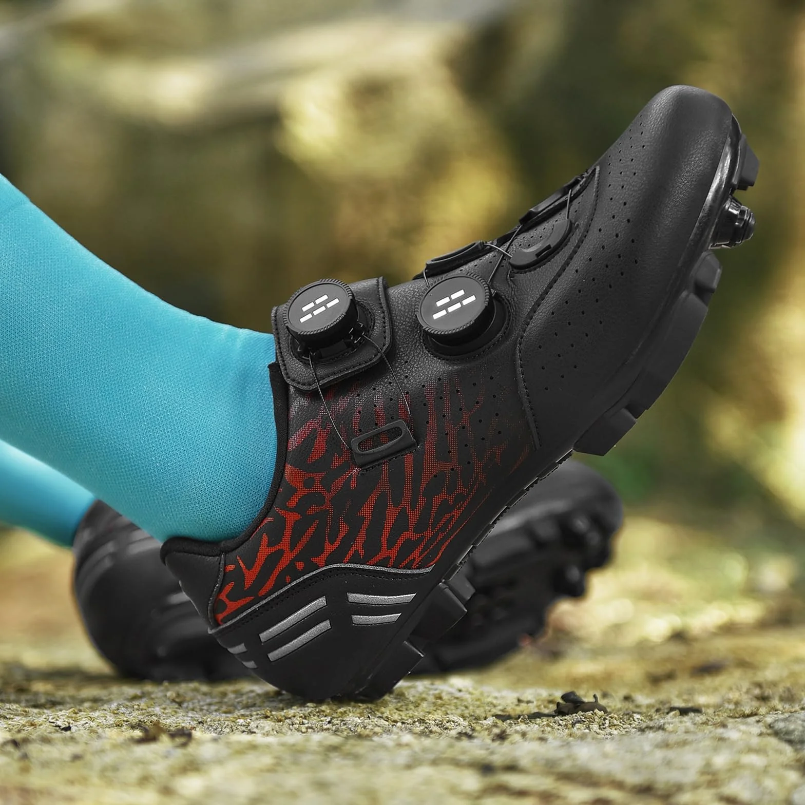 Chaussures de Cyclisme VTT pour Homme, Respirantes Compatibles avec 2-Bolt Cleats