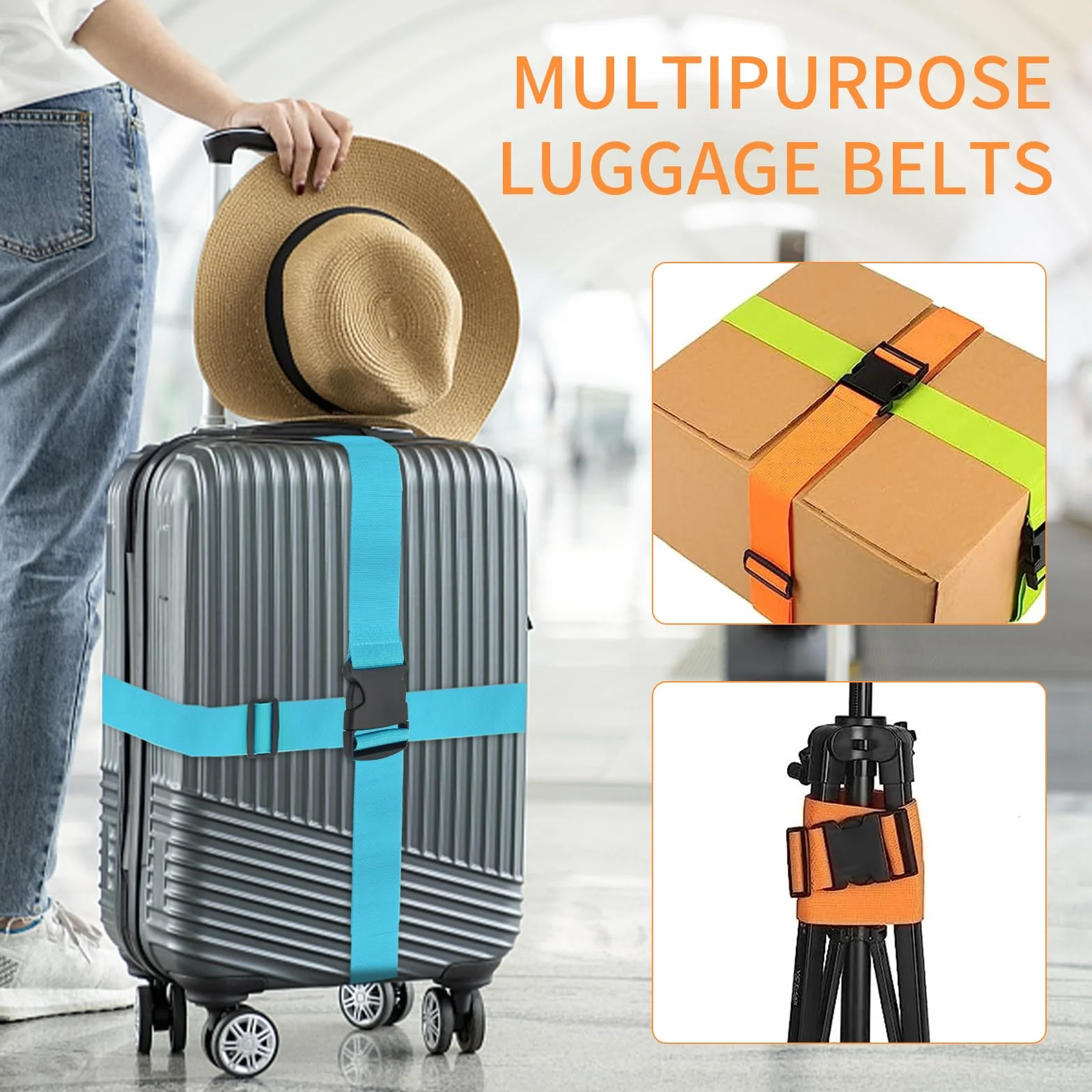 Sangles de Bagage Lot de 4 Robustes Réglables pour Valises - Accessoire de Voyage