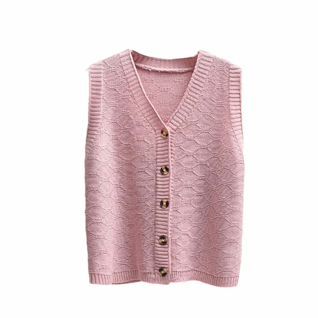Gilet Cardigan Ample en Laine Tricoté À Col en V pour Femme