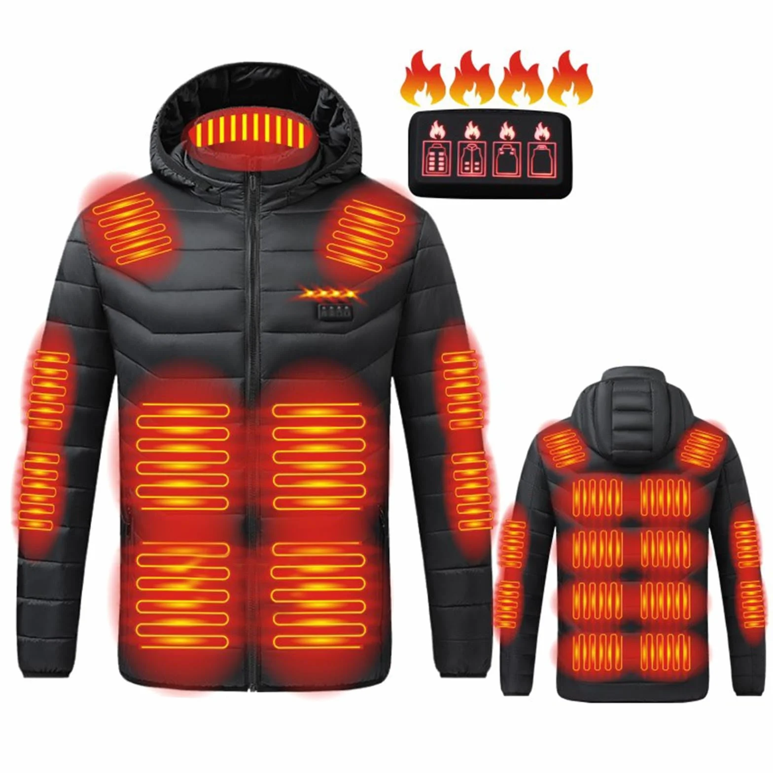 Veste Chauffante Électrique USB Homme Femme 8 Zones 3 Niveaux Chauffage Hiver Moto Chasse Randonnée Ski
