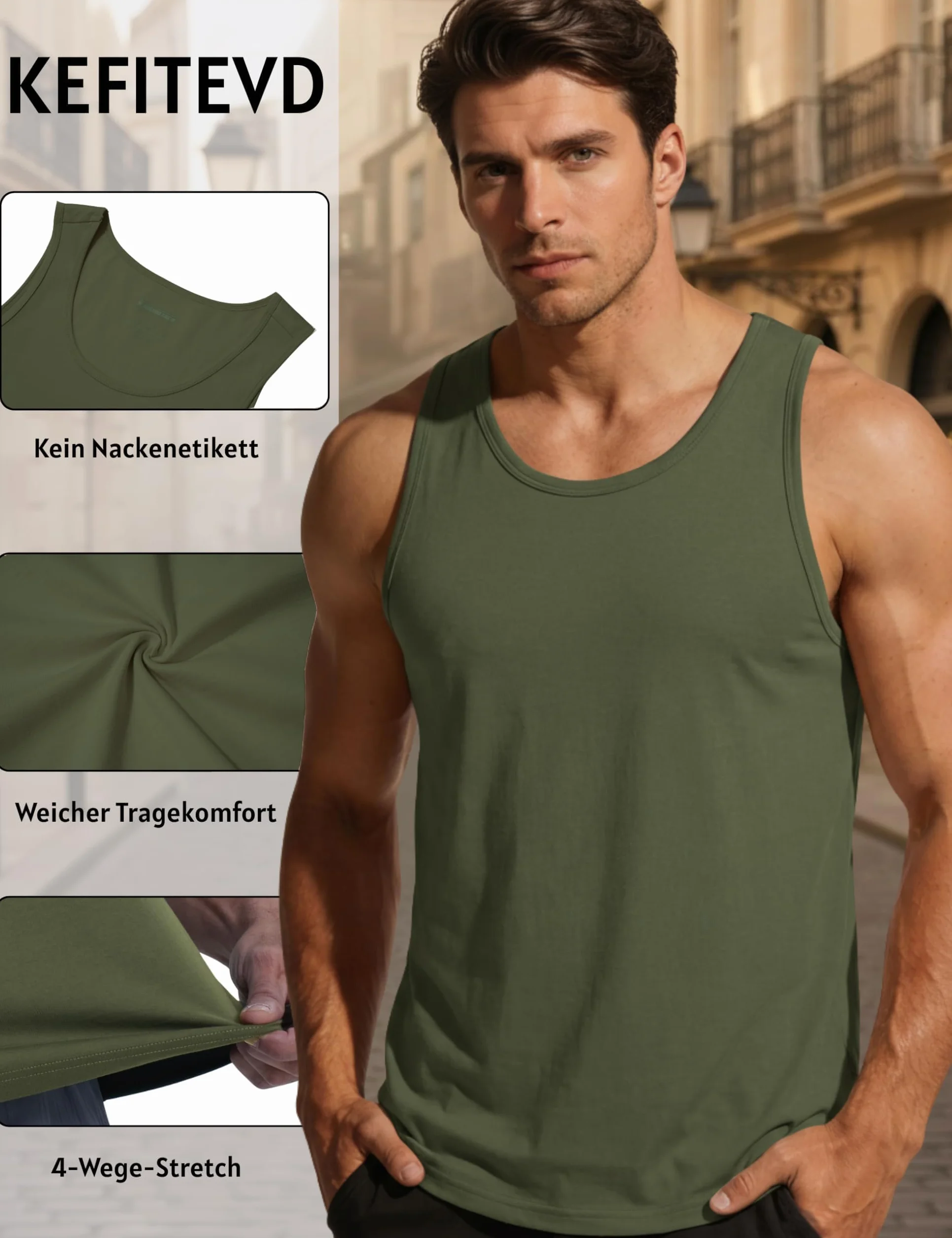 Débardeur en coton pour homme sans manches sport fitness gym été