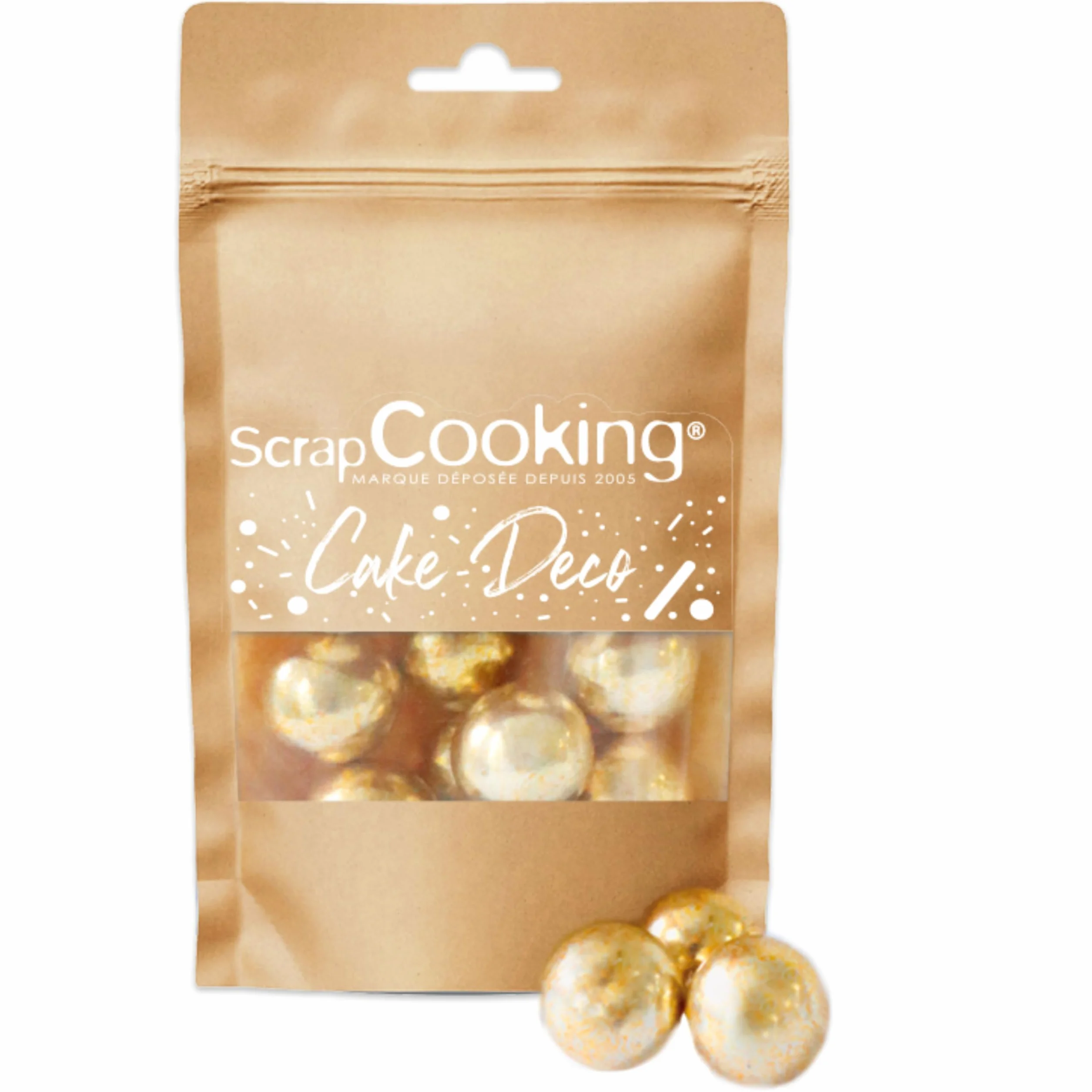ScrapCooking - Perles Dorées XXL 55 g - Décors Pâtisserie Alimentaires Comestibles - Boules Sprinkles Choco Lait & Or - Pour Desserts, Gâteaux, Bûches - Noël, Anniversaire - 7463