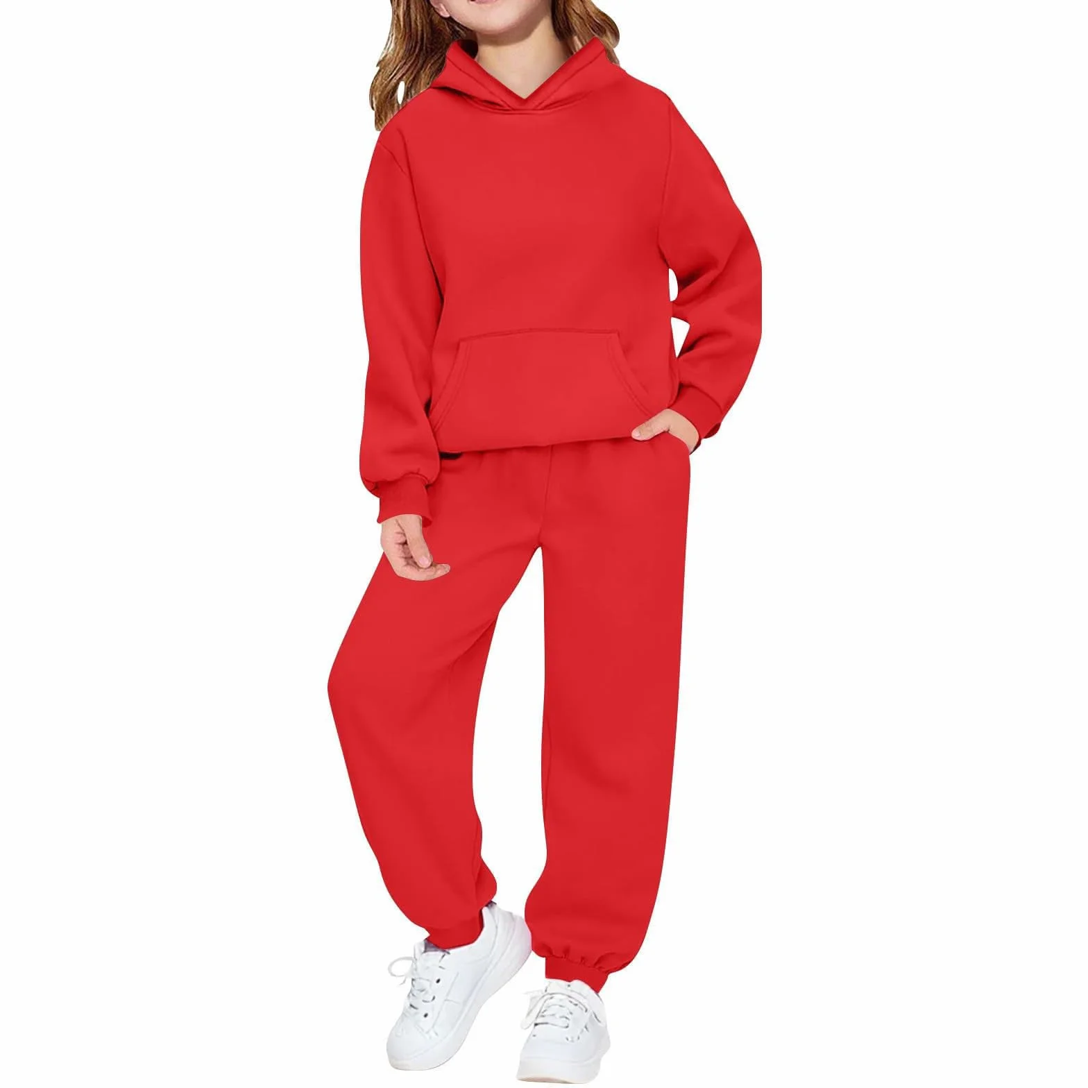 Ensemble Sport Enfant Deux Pièces Capuche Filles Tenue Confortable Tissu Doux