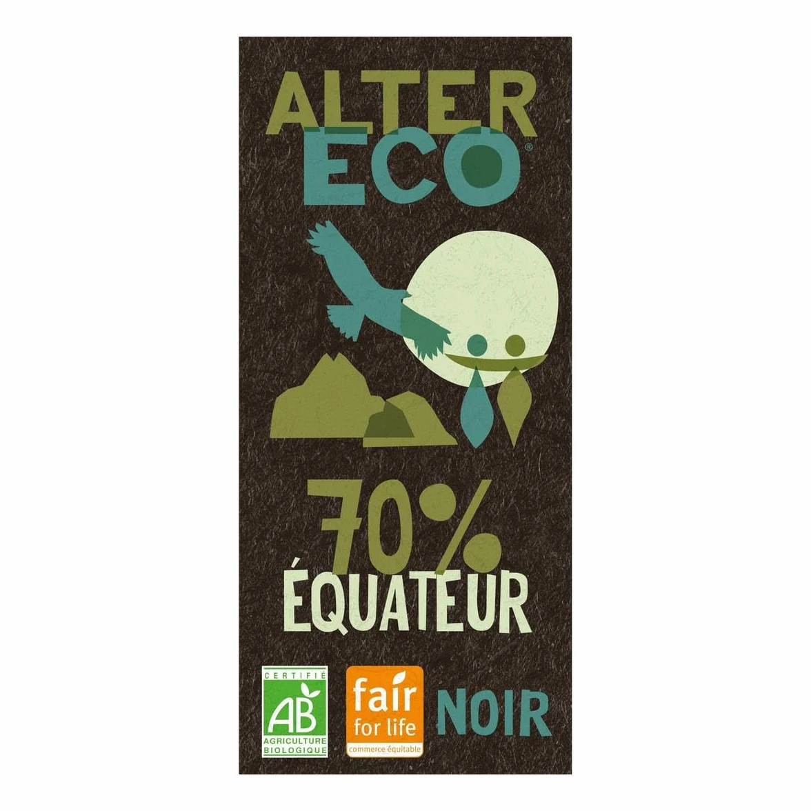 ALTER ECO - COMMERCE EQUITABLE - Alter Eco - Commerce Equitable Chocolat Bio Noir Equateur 70%, 100G - 100G - Lot De 3 - Vendu Par Lot