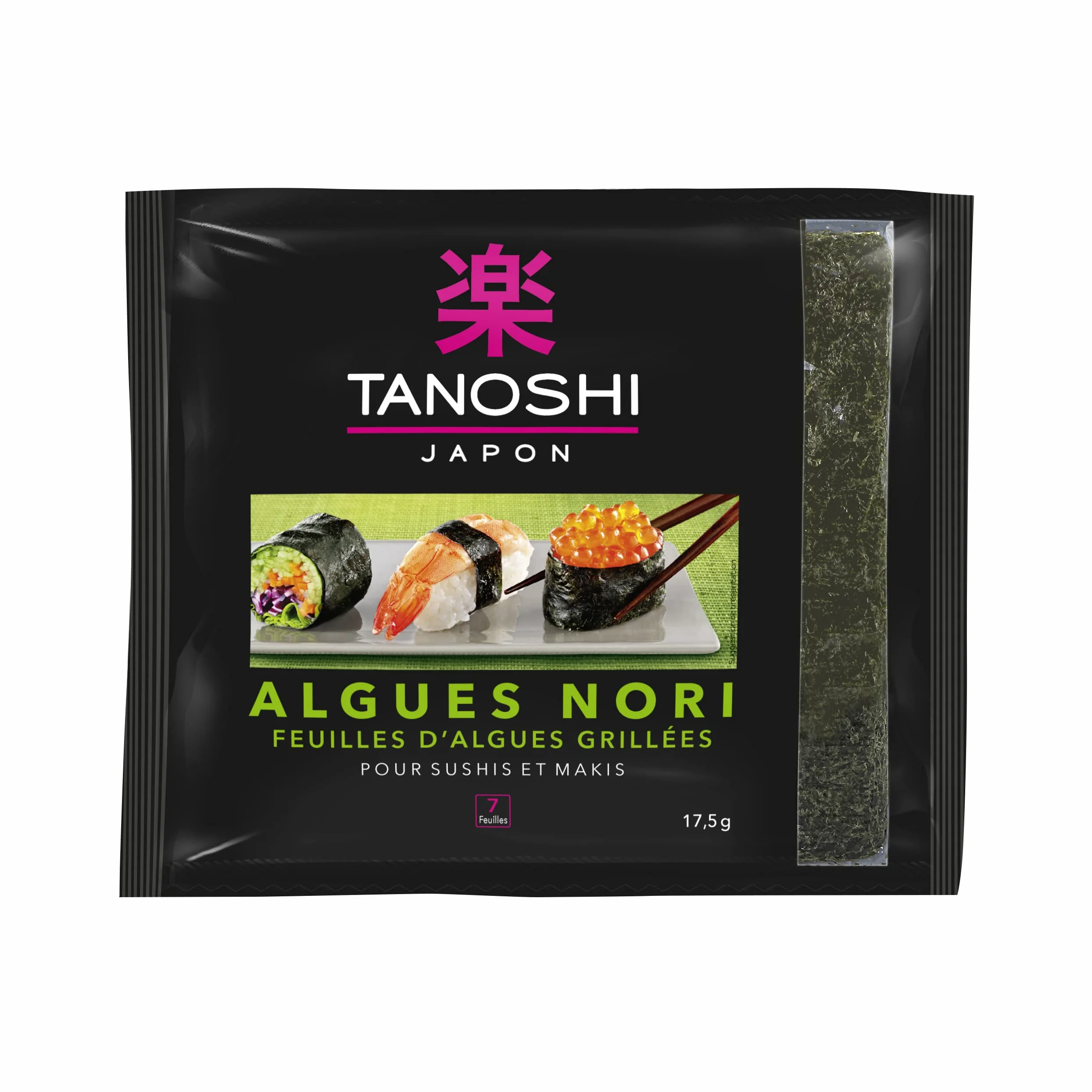 Tanoshi Feuilles d' Algues Grillées Noir 17,5 g - Lot de 5