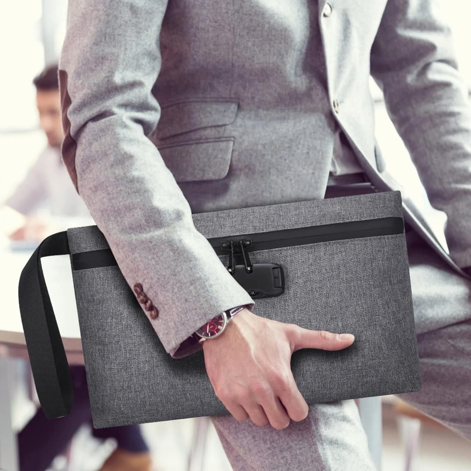 Brifit Sac à Documents avec Serrure à Combinaison 32x20 cm Etanche Sécurité Pochette Voyage Passeport