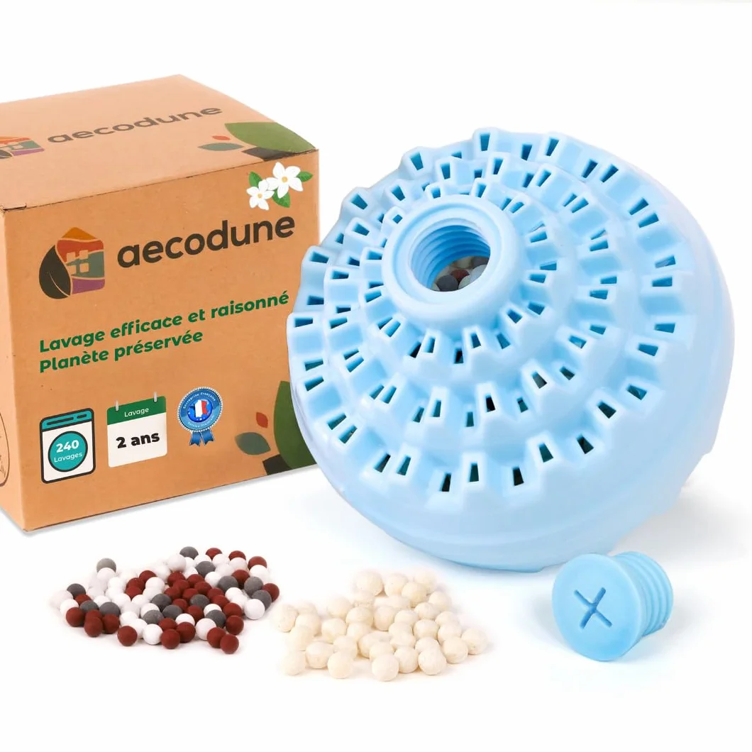 aecodune 2 Ans de Lessive Ecologique Economique - 240 Lavages - Boule de Lavage Machine a Laver - Perles de Linge Lessive Poudre Naturelle Zero Dechet - Lessive Hypoallergenique Jasmin - Anti Calcaire