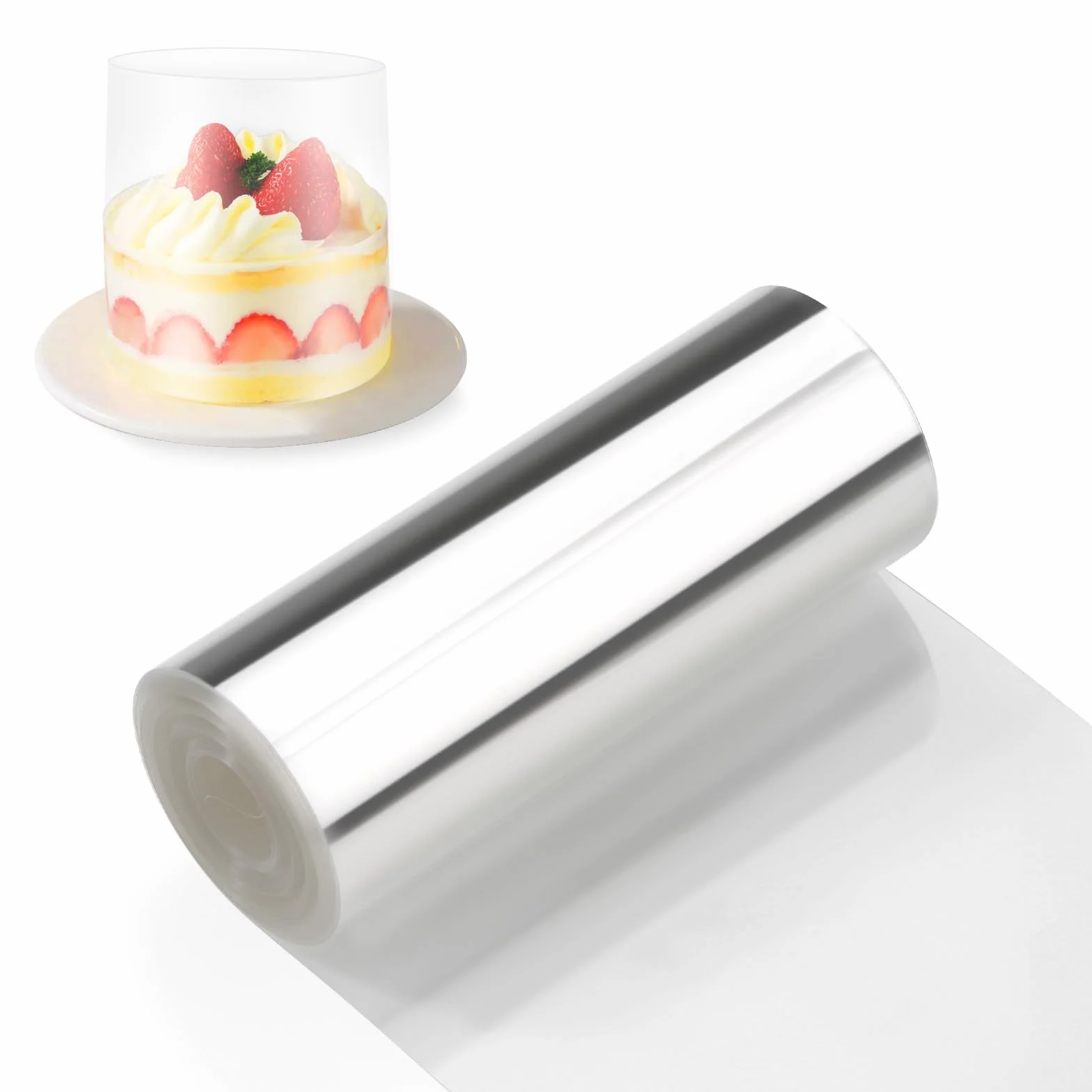 Zocipro Rodoide Transparent Patisserie, Feuilles d'Acétate Epaissies 10cm x 10m, Cercle a Patisserie Transparent pour la Pâtisserie, Gâteau Mousse au Chocolat, Décoration de Gâteaux