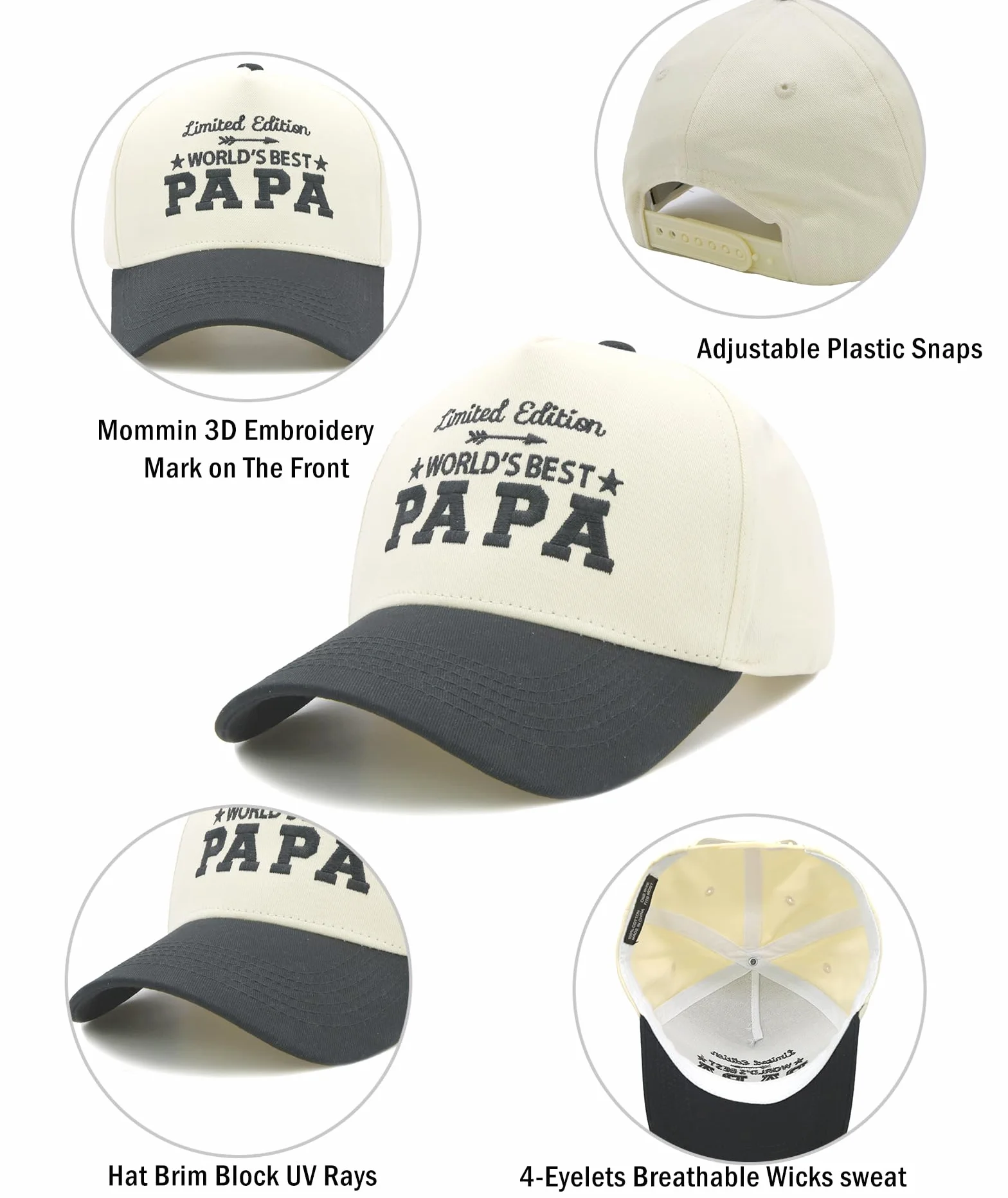 Casquette Papa Brodée Homme Baseball Vintage Réglable Cadeau Père Mari