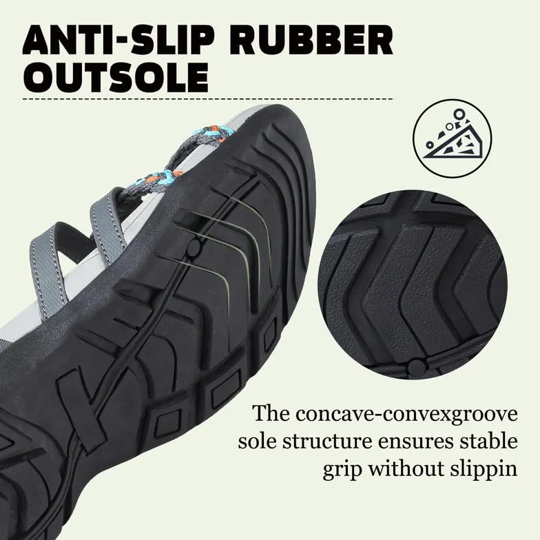 Maxome Sandales de randonnée pour femme confortables légères marche été sangles fermeture auto-agrippante plage