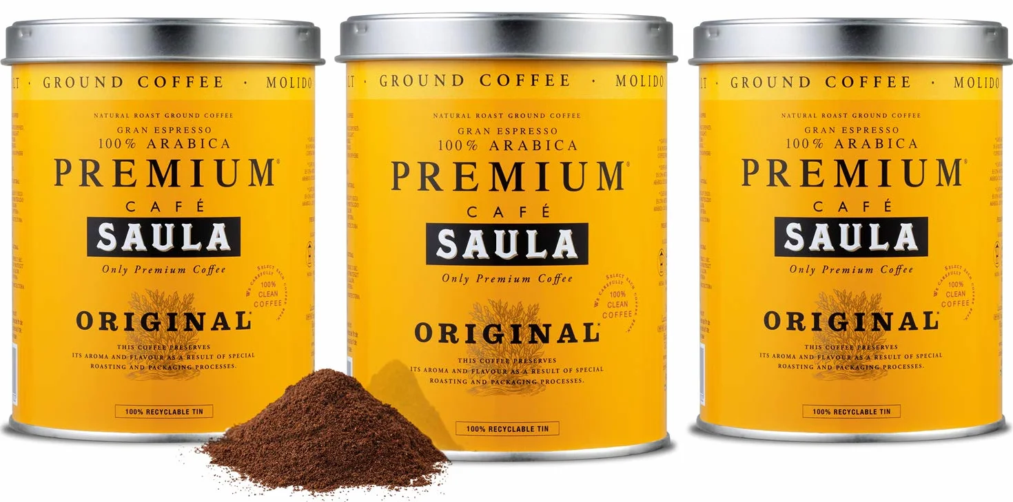 Café Saula, Pack de 3 boîtes de 250 gr. Café Premium Original 100% arabica moulu