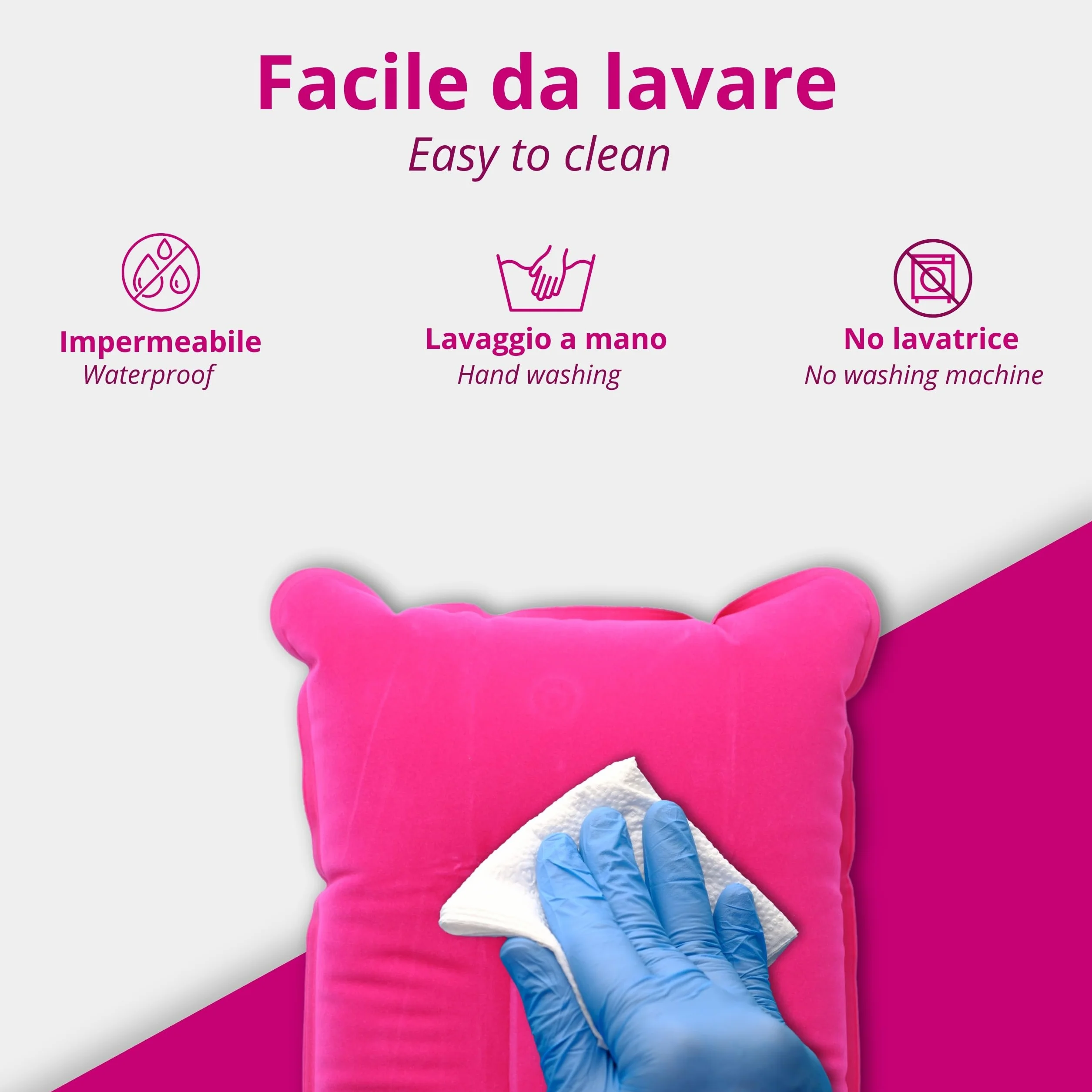 Coussin de Voyage Gonflable 38 x 24 cm Fuchsia Confort Soutien Cou Avion Voiture Train