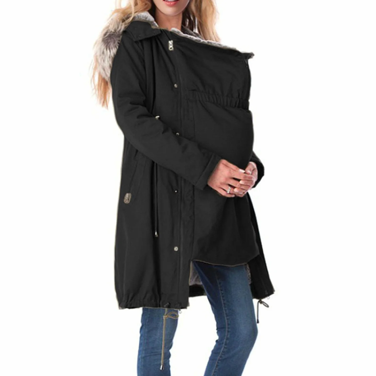 Manteau d'hiver en polaire pour enfant avec col à capuche - Grossesse automne/hiver