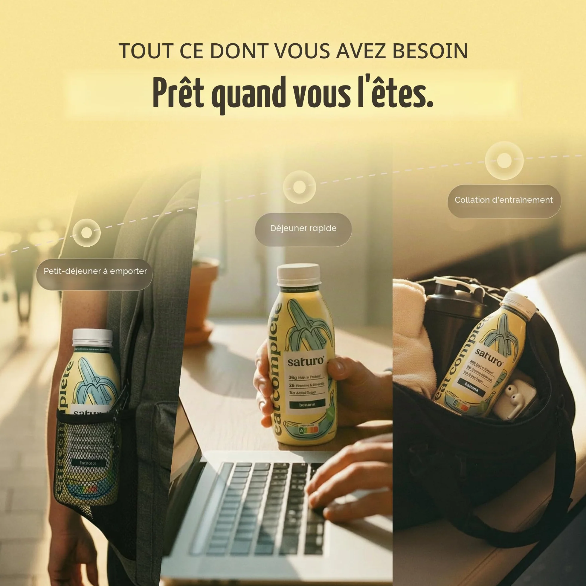 Saturo Substitut de Repas Complet, Pack Test, Prêt à Consommer Riche en Protéines, Vitamines et Minéraux, Milk-Shake/Smoothie, 24 x 330 ml