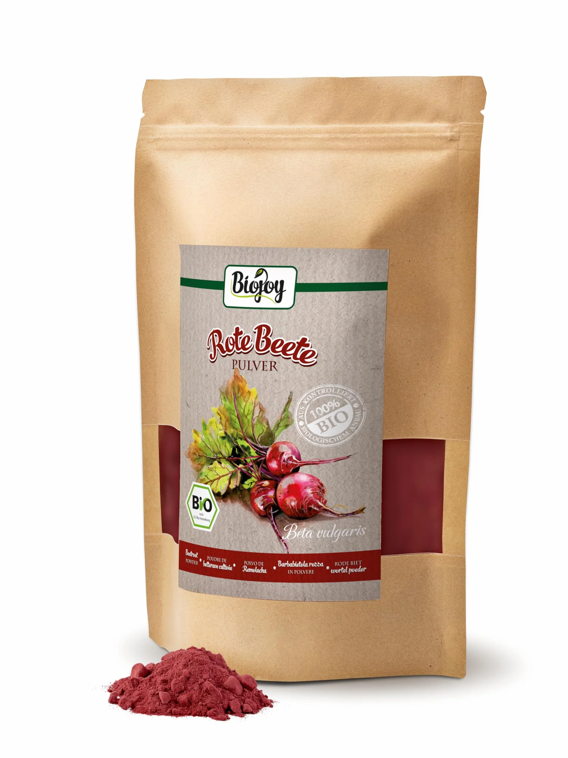 Biojoy Poudre de betterave rouge BIO (500 g), naturelle et pure (Beta vulgaris)
