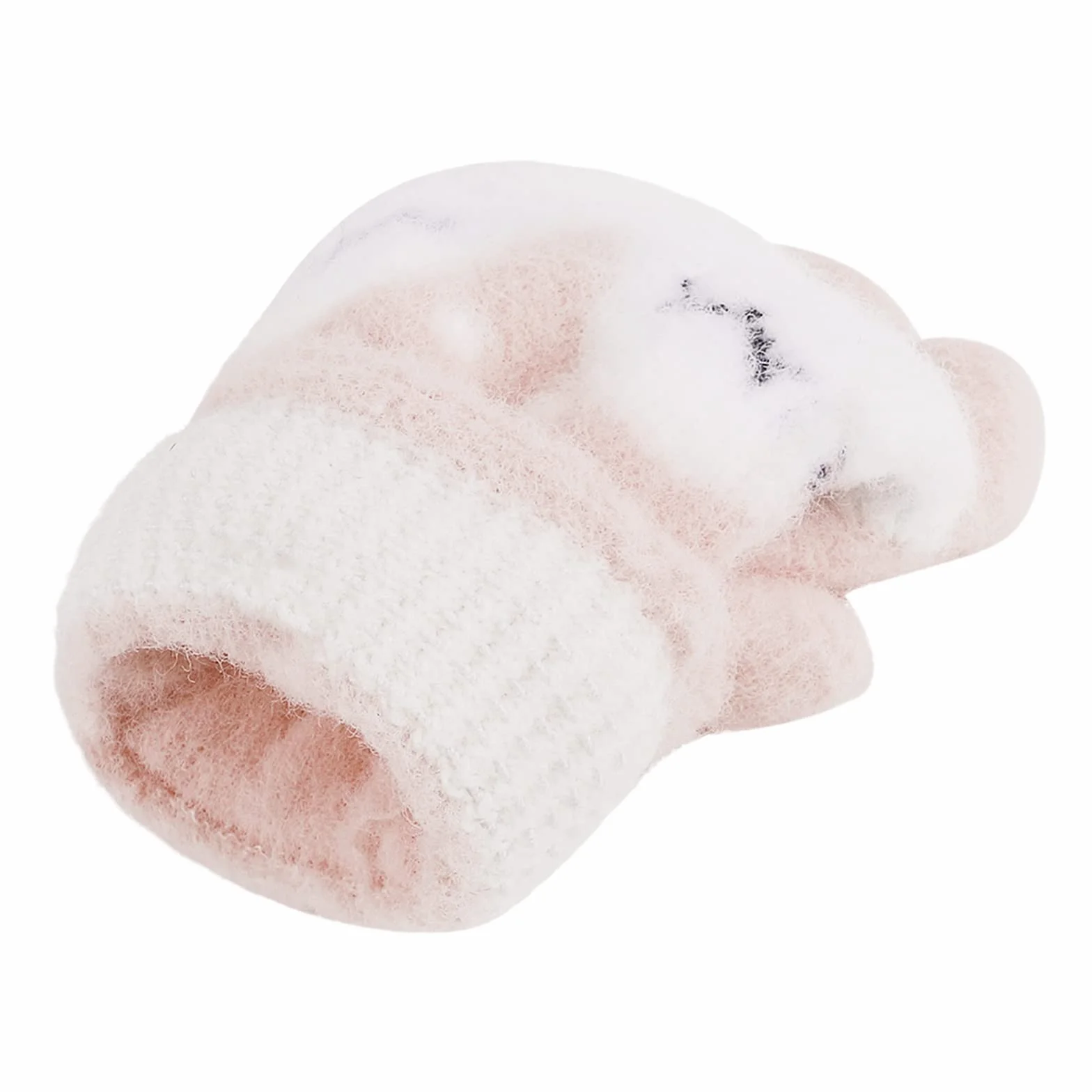 Gants en Tricot d'Hiver pour Fille et Garçon 3-6 Ans Mitaines Motif Renard Mignon Demi Doigts à Rabat Chaud