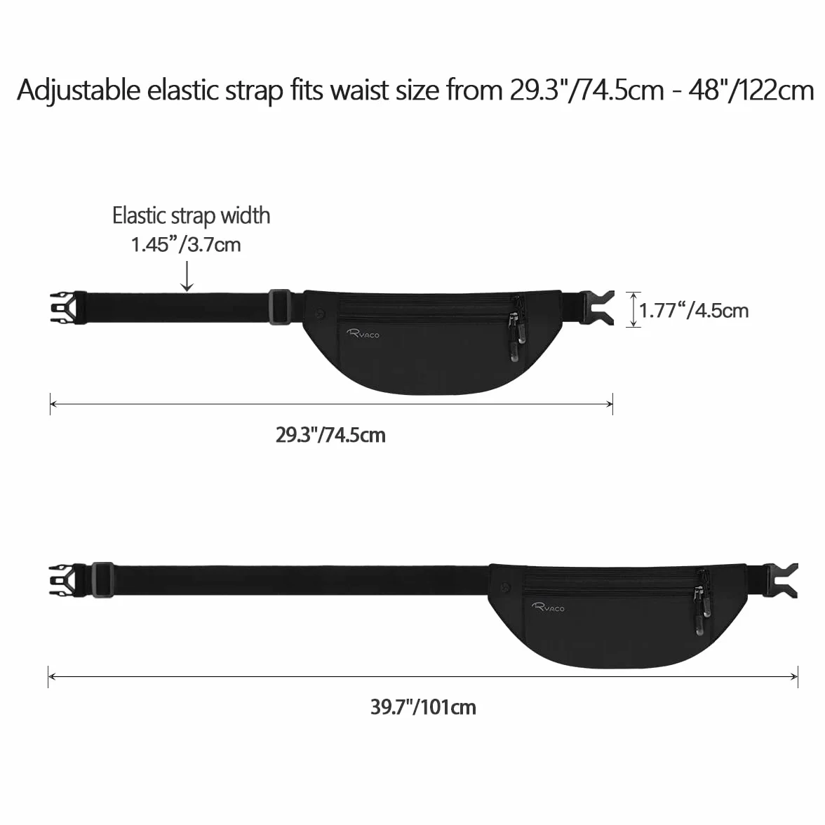 RYACO Pochette Ceinture de Voyage Sécurisée Sac étanche RFID pour Argent, Passeport, Téléphone