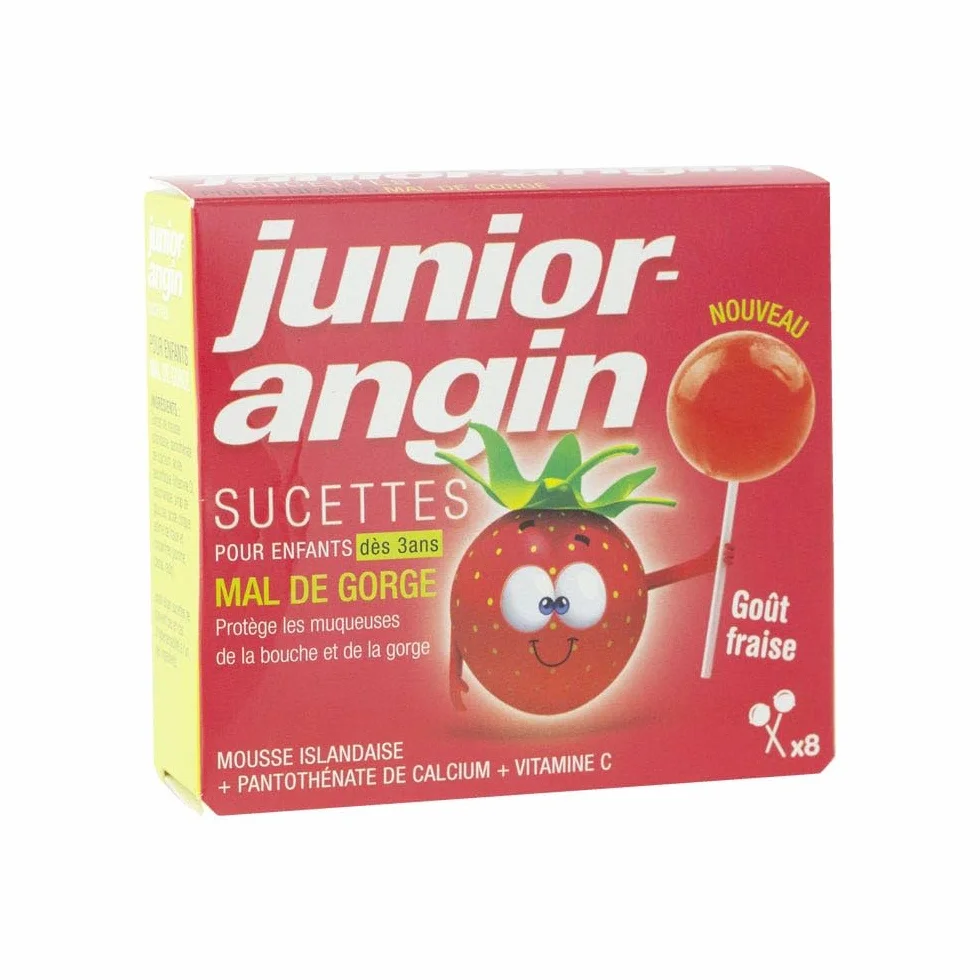 Sucettes Junior-angin GOUT FRAISE 8 Sucettes