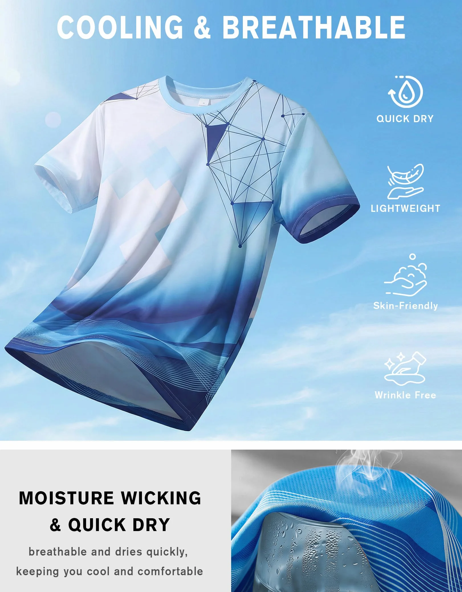 Cimic Lot de 1 ou 3 T-Shirts de Sport pour Hommes T-Shirt Fonctionnel Dégradé de Couleurs Séchage Rapide