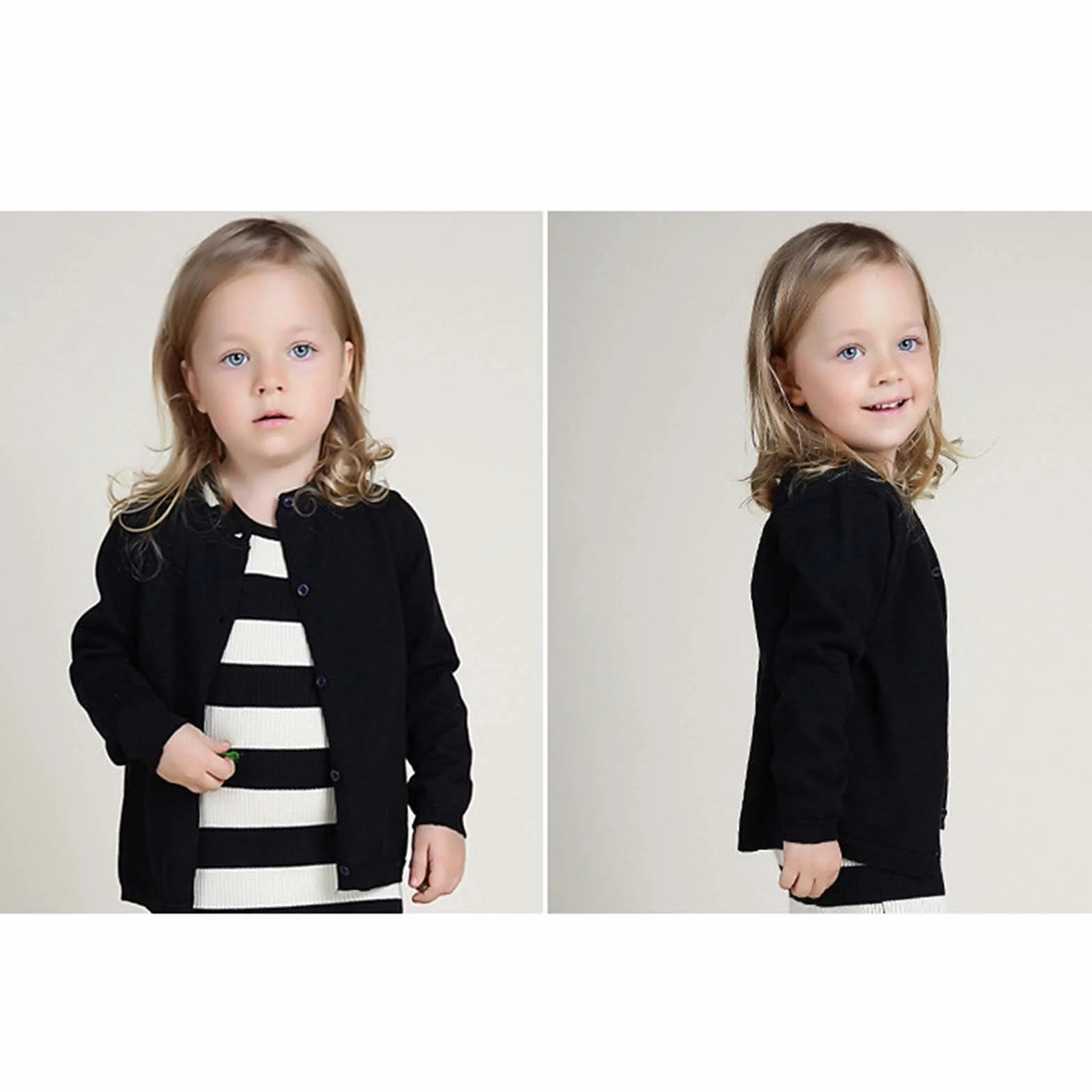 Pulls et Gilets Bébé Fille Garcon 1-6 Ans Cardigan Unie Boutonnée Enfant Manteau Manche Longue Vêtements Uniforme Scolaire