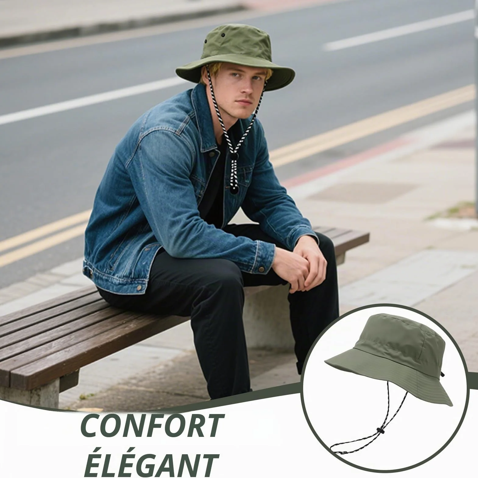 Chapeau Anti UV Homme Vert Armée pour Alpinisme Randonnée Pêche Plein Air