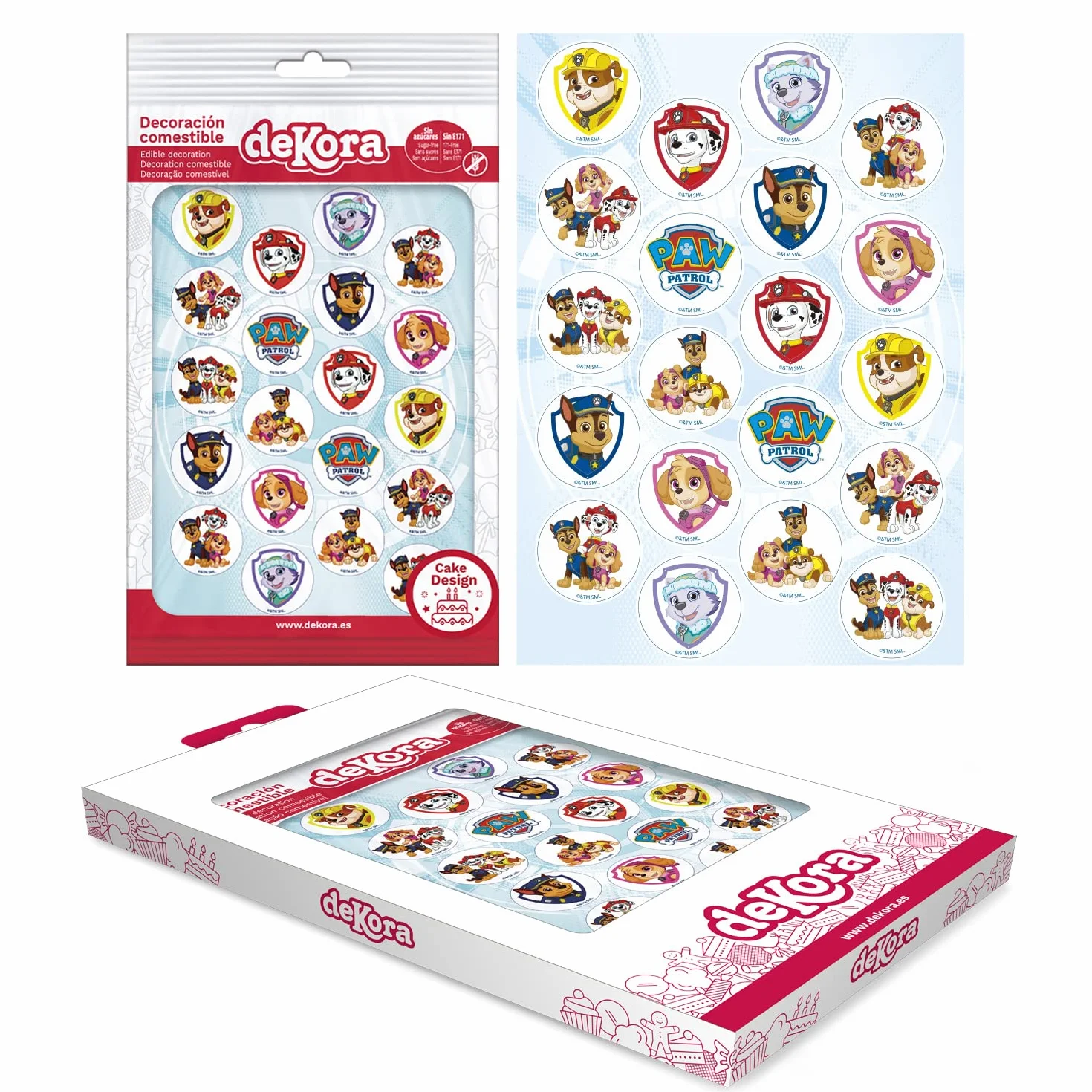 Dekora - Décoration Coméstible en Forme de Mini Disque pour Gâteaux d'Anniversaire pour Enfants de Pat Patrouille - 3,4 cm
