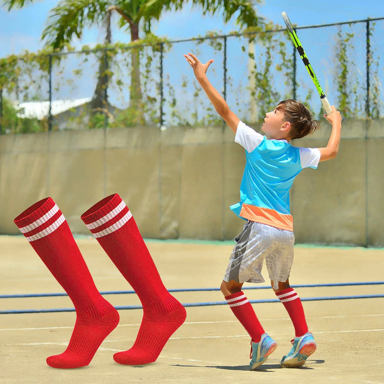 Chaussettes Hautes de Rugby Basket Enfant 2 Paires pour Garçon Fille 5-12 Ans